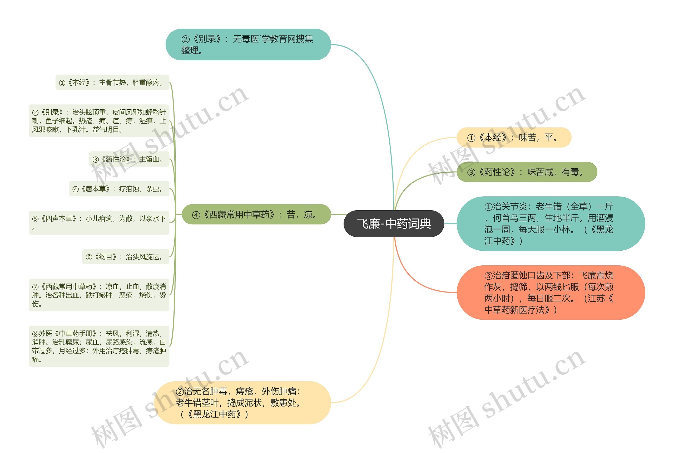 飞廉-中药词典思维导图