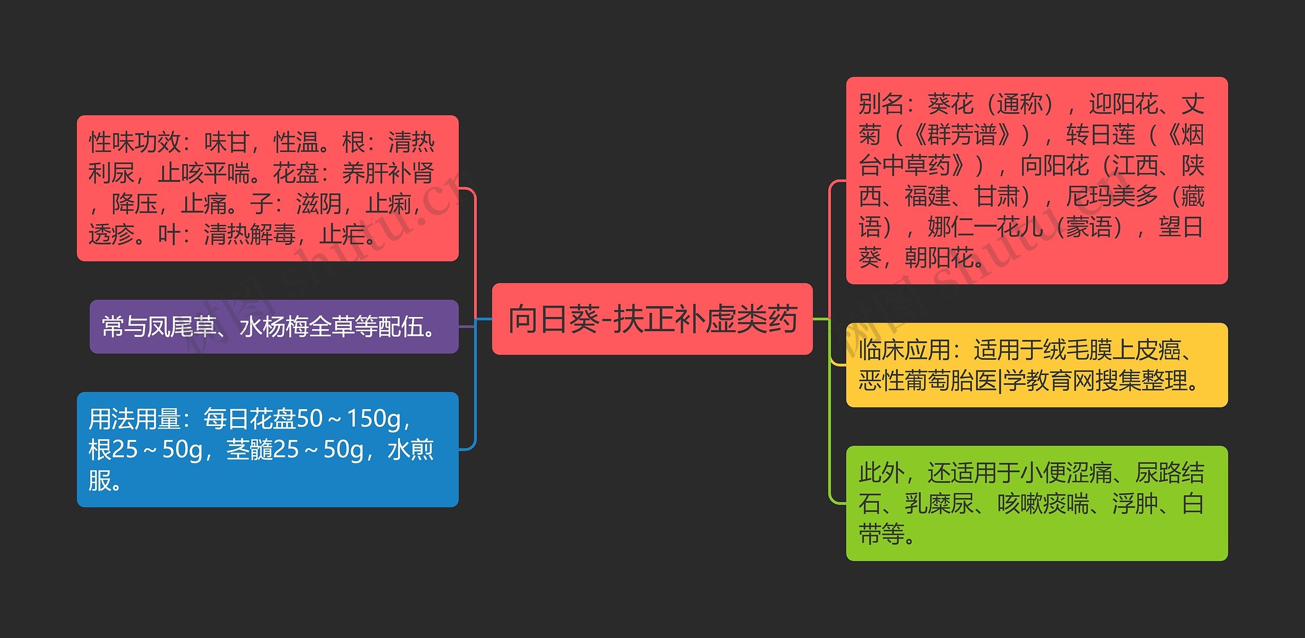 向日葵-扶正补虚类药思维导图