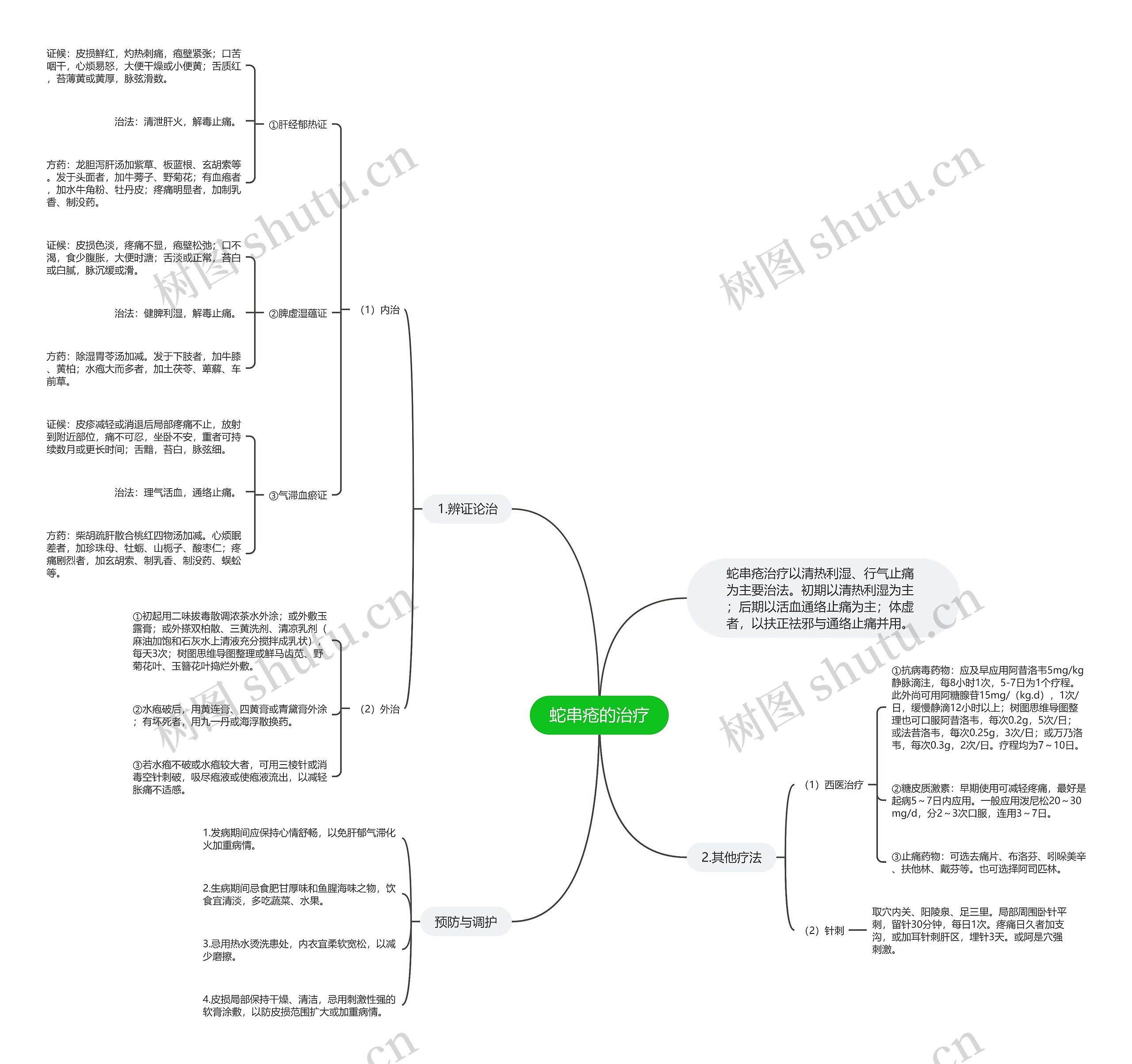 蛇串疮的治疗思维导图