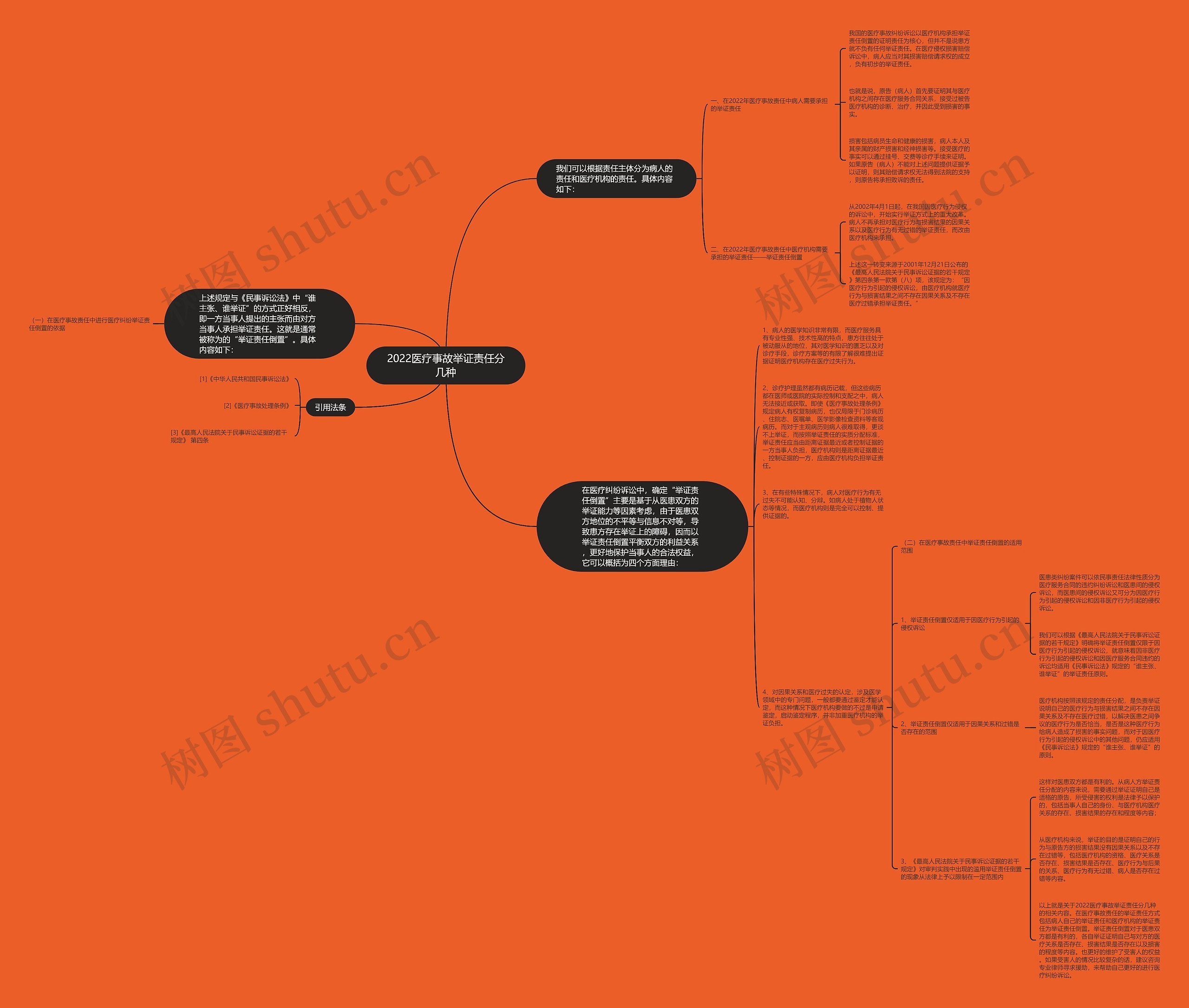 2022医疗事故举证责任分几种思维导图