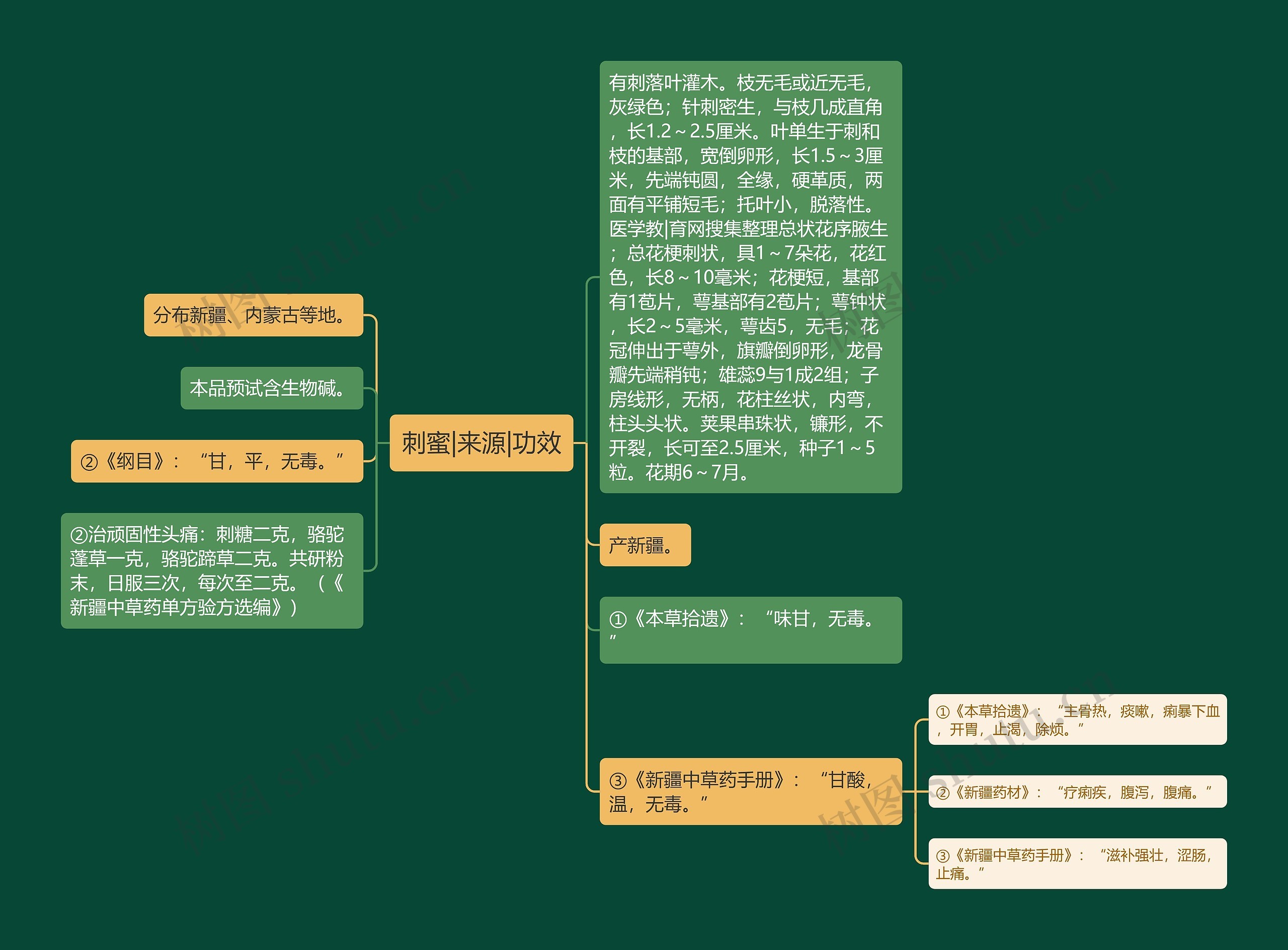 刺蜜|来源|功效思维导图