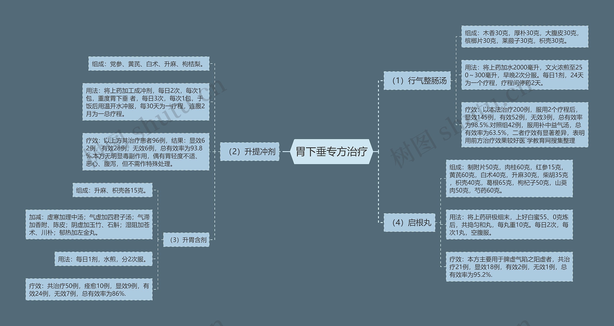 胃下垂专方治疗思维导图