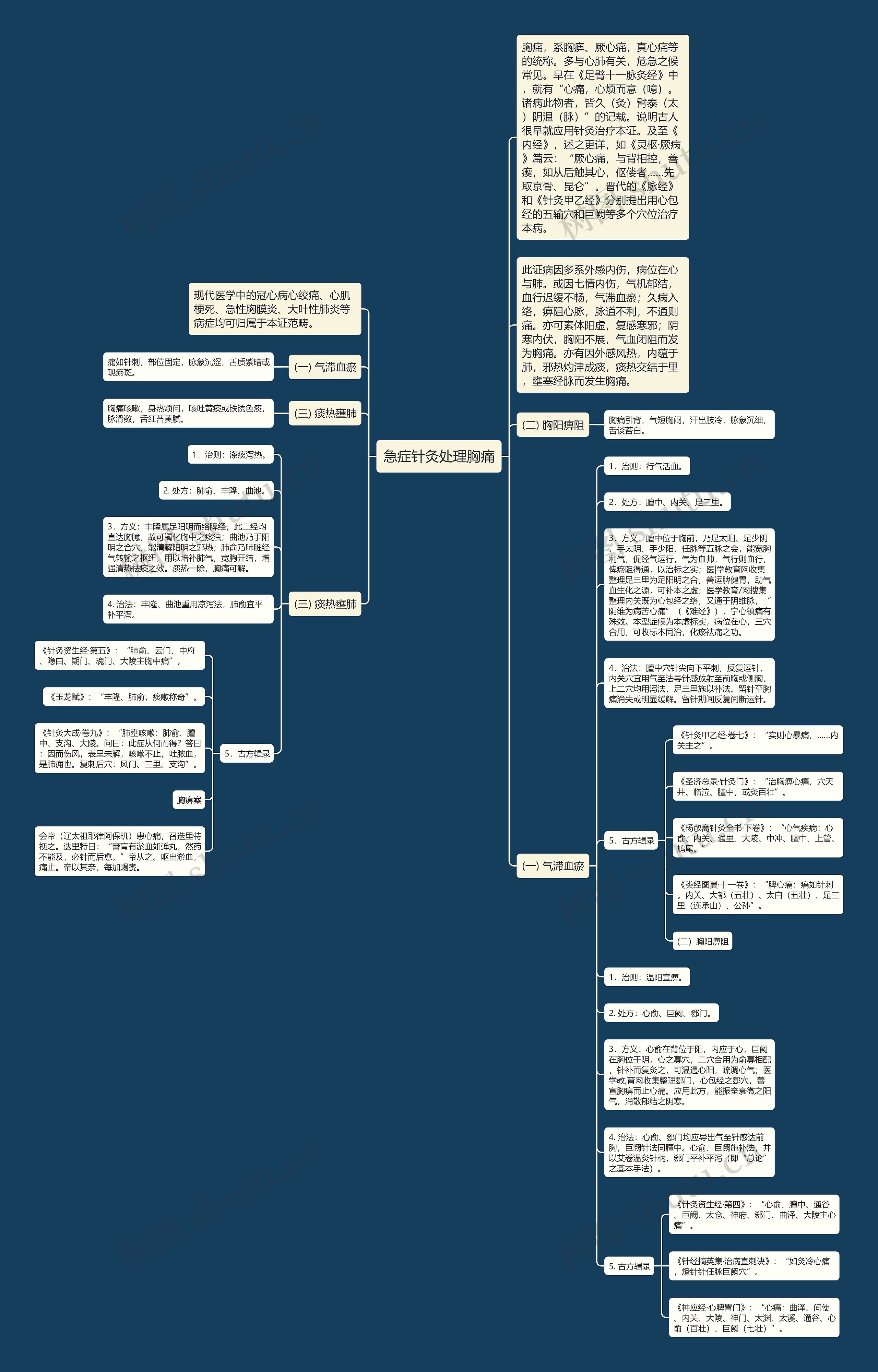 急症针灸处理胸痛思维导图