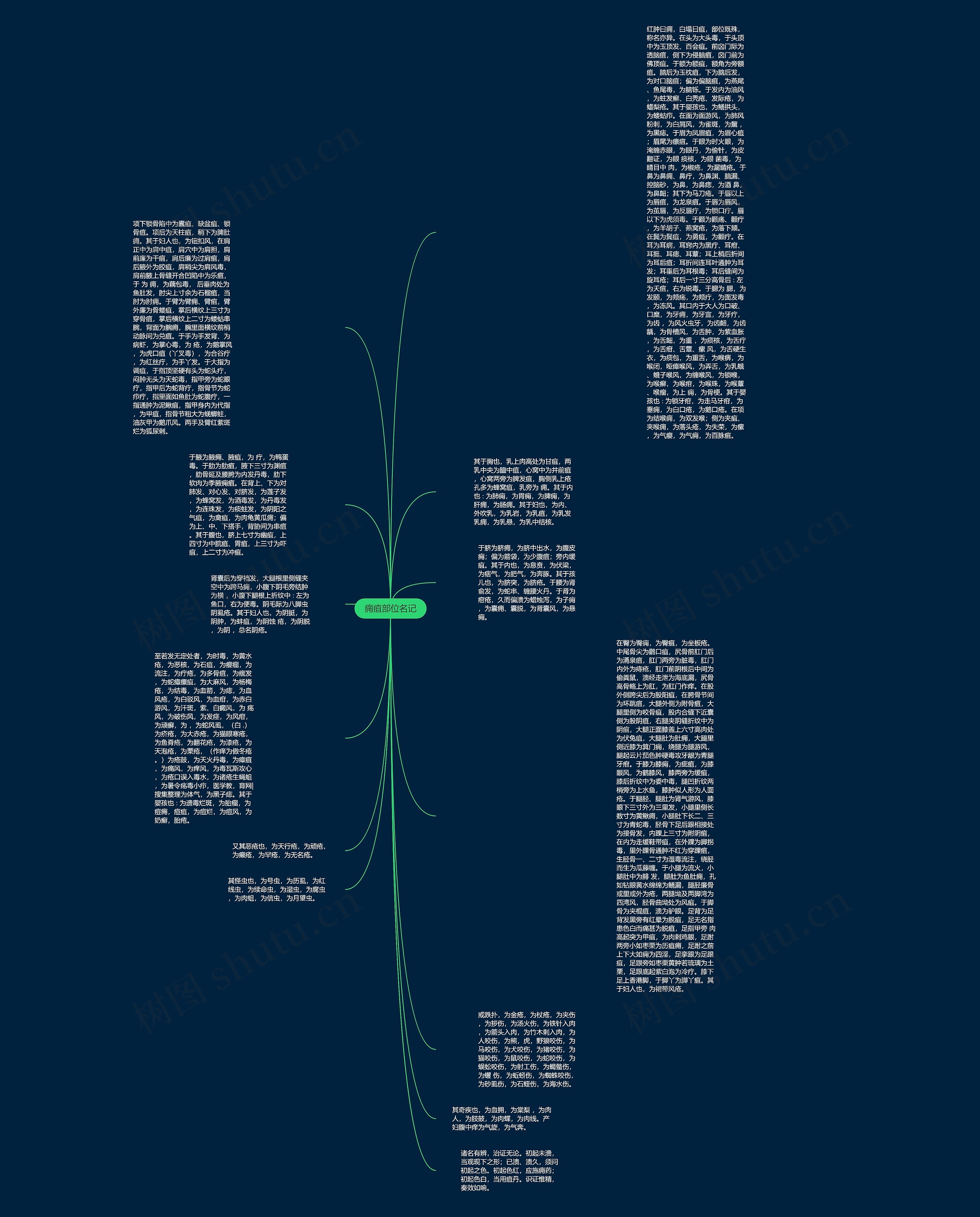 痈疽部位名记思维导图