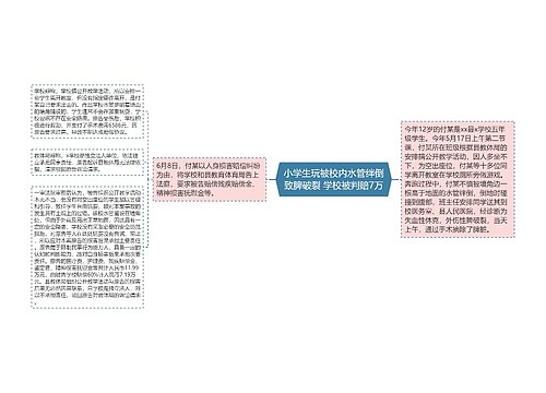 小学生玩被校内水管绊倒致脾破裂 学校被判赔7万