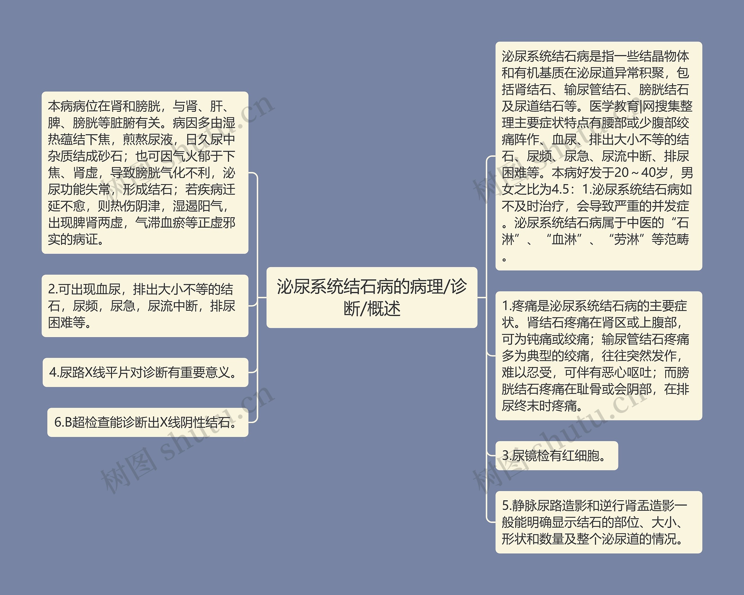 泌尿系统结石病的病理/诊断/概述思维导图