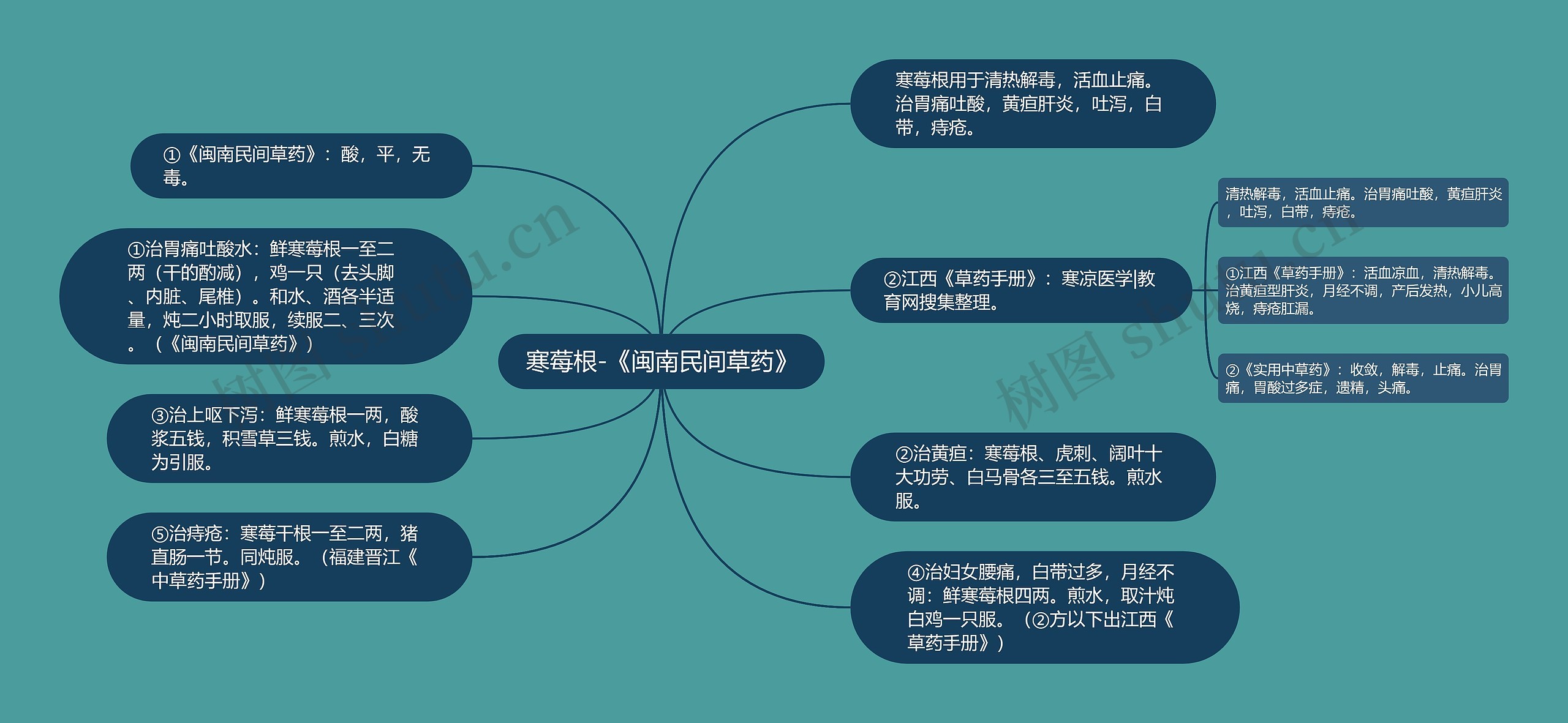 寒莓根-《闽南民间草药》思维导图