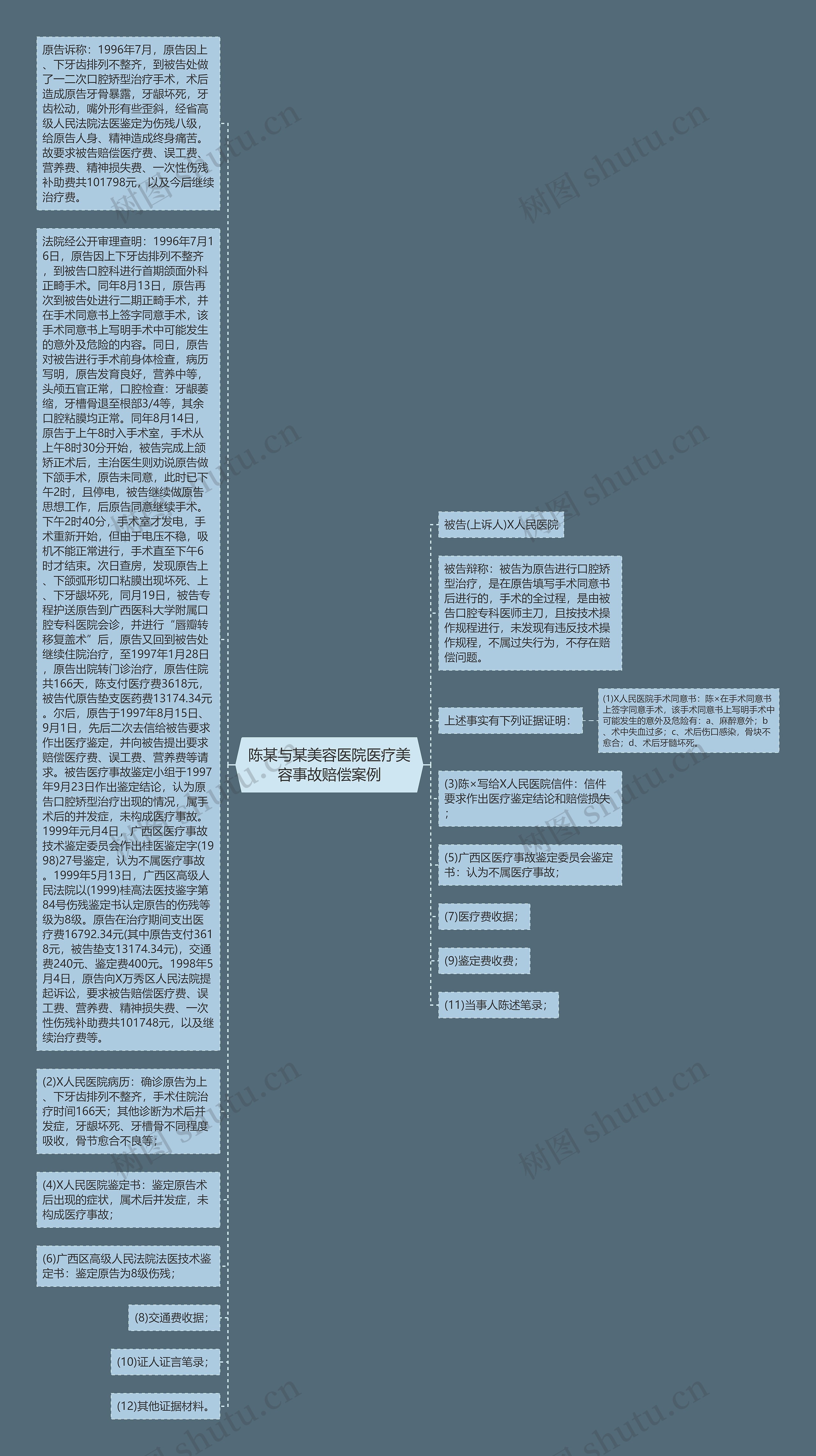 陈某与某美容医院医疗美容事故赔偿案例思维导图