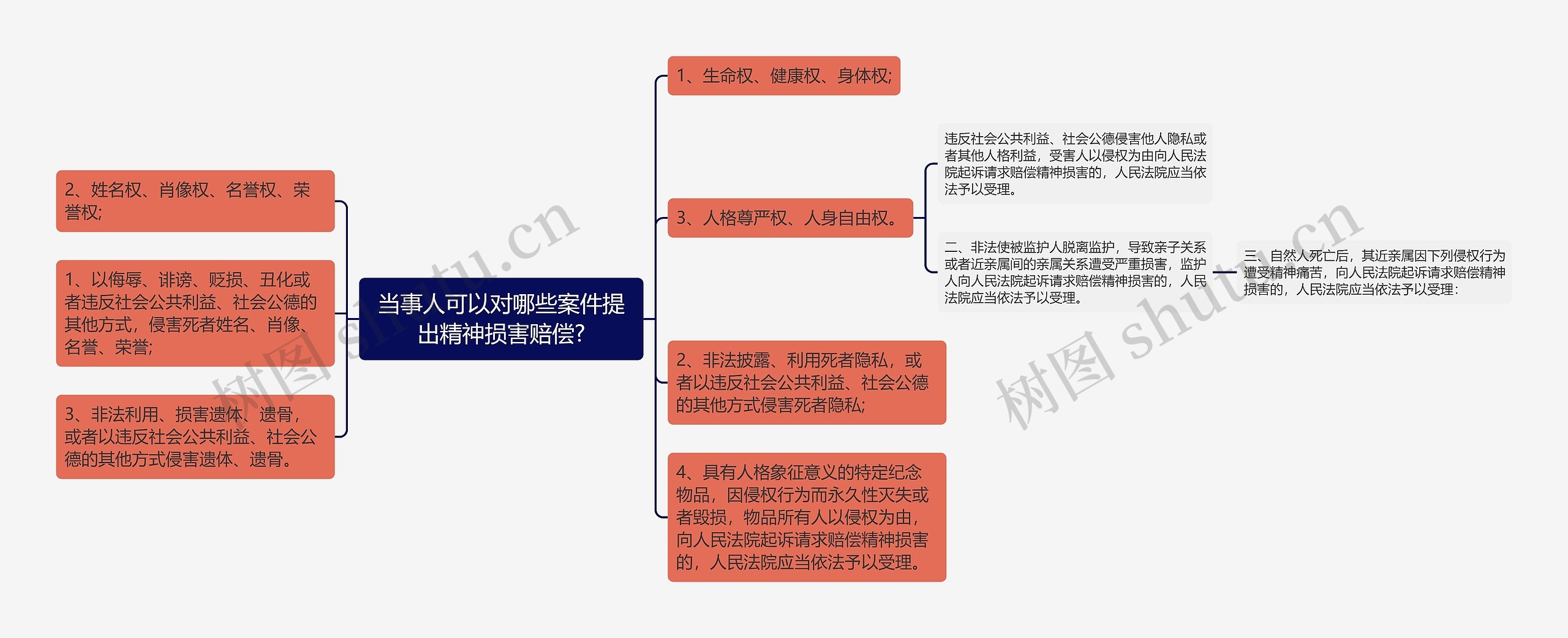 当事人可以对哪些案件提出精神损害赔偿?思维导图