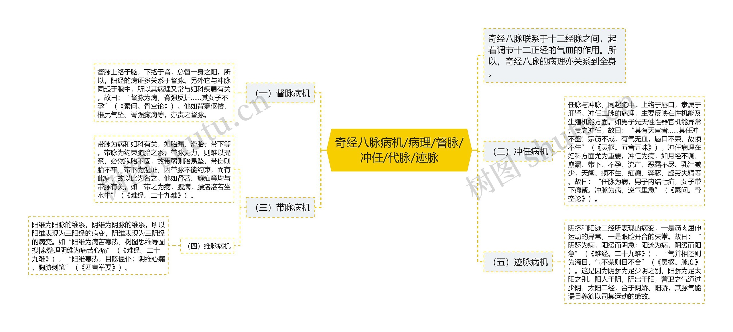 奇经八脉病机/病理/督脉/冲任/代脉/迹脉思维导图