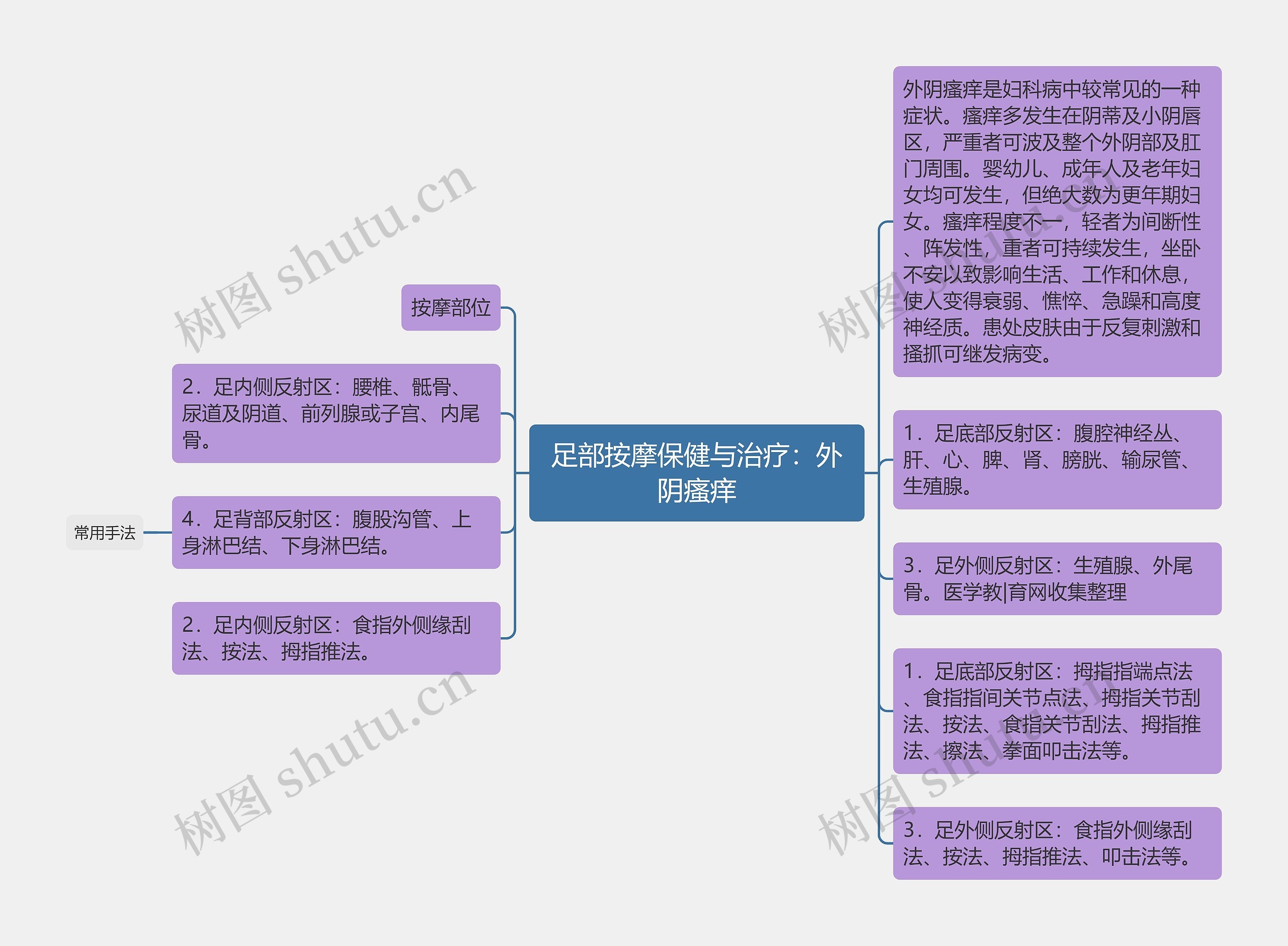 足部按摩保健与治疗：外阴瘙痒思维导图