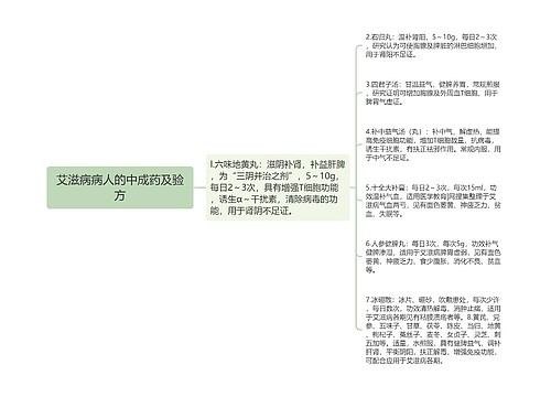 艾滋病病人的中成药及验方