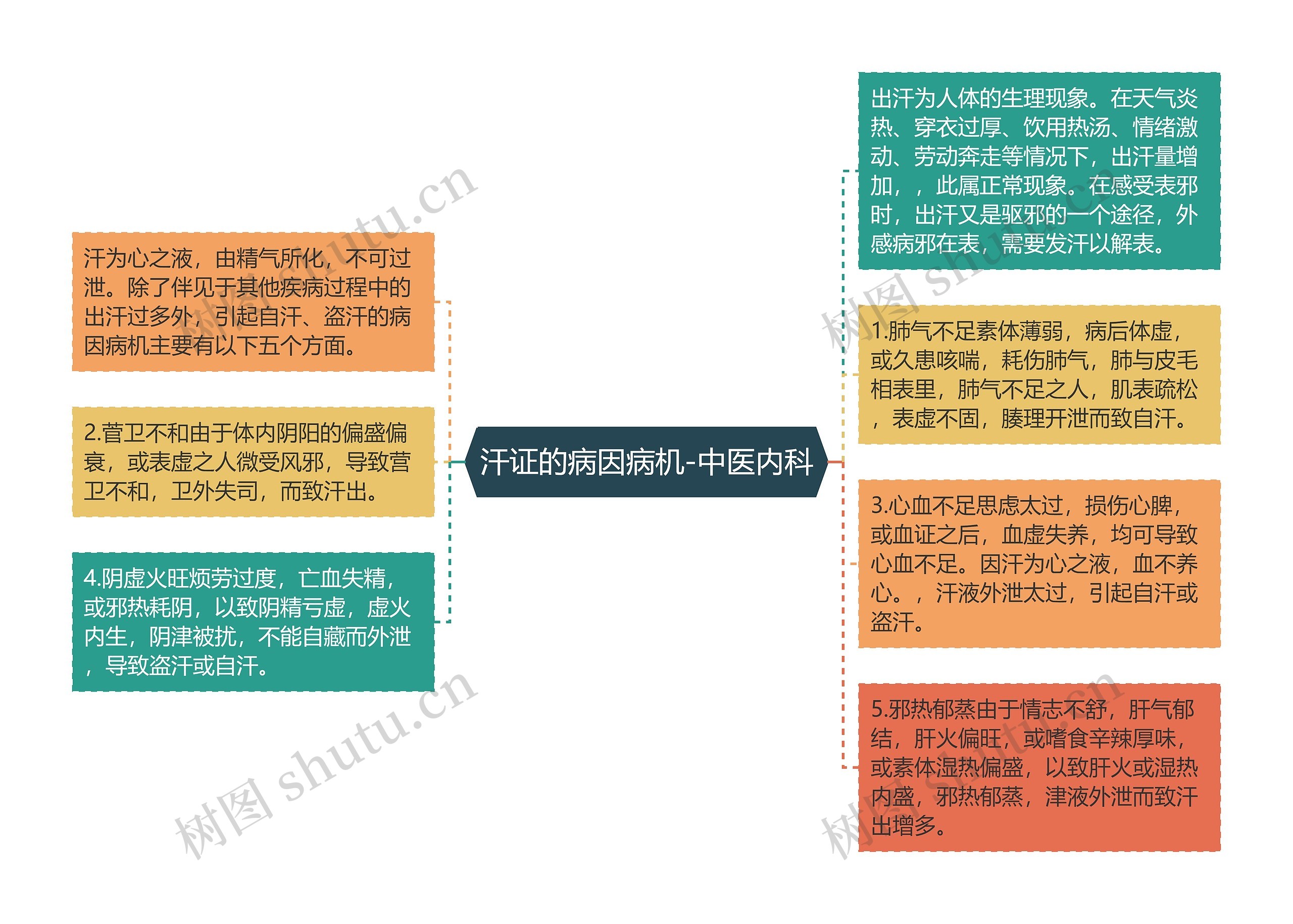 汗证的病因病机-中医内科思维导图