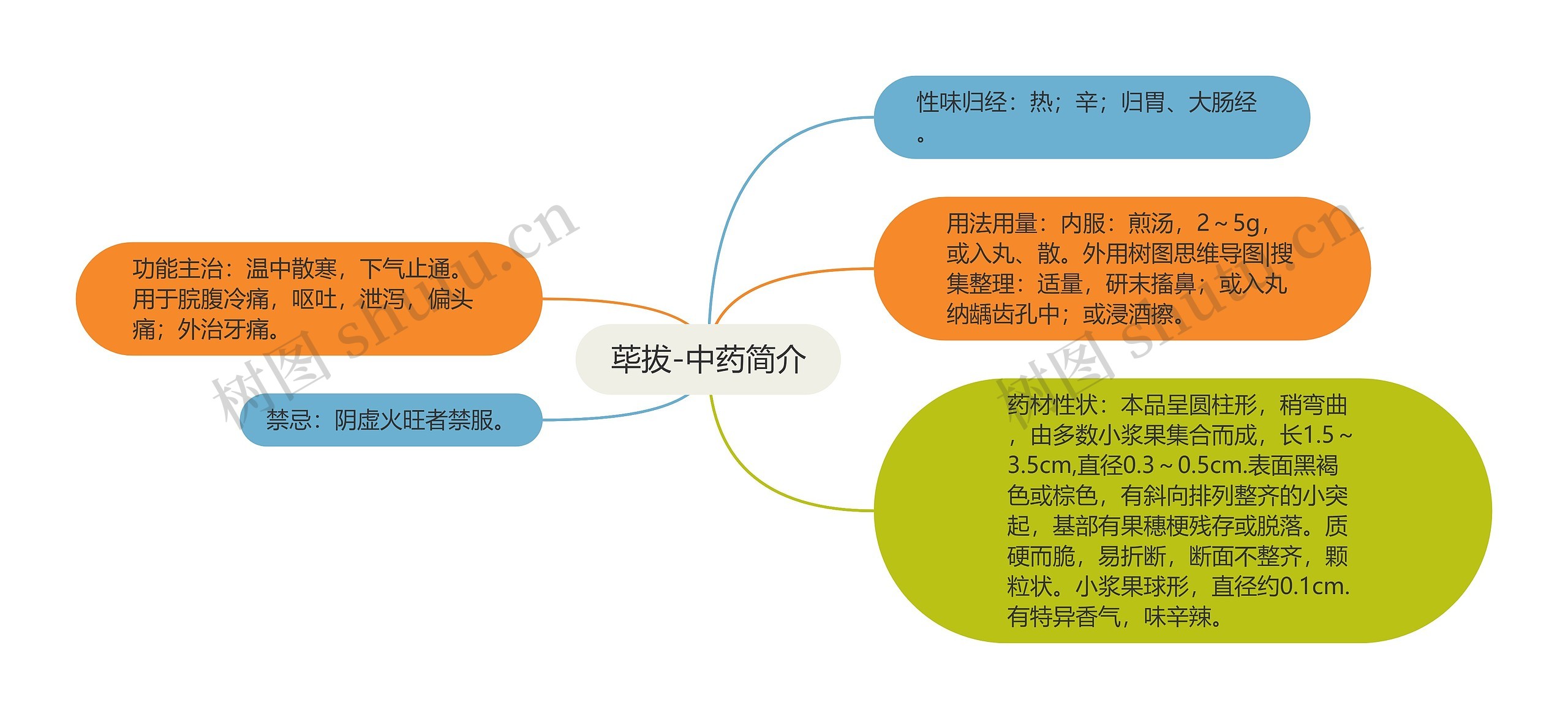 荜拔-中药简介思维导图