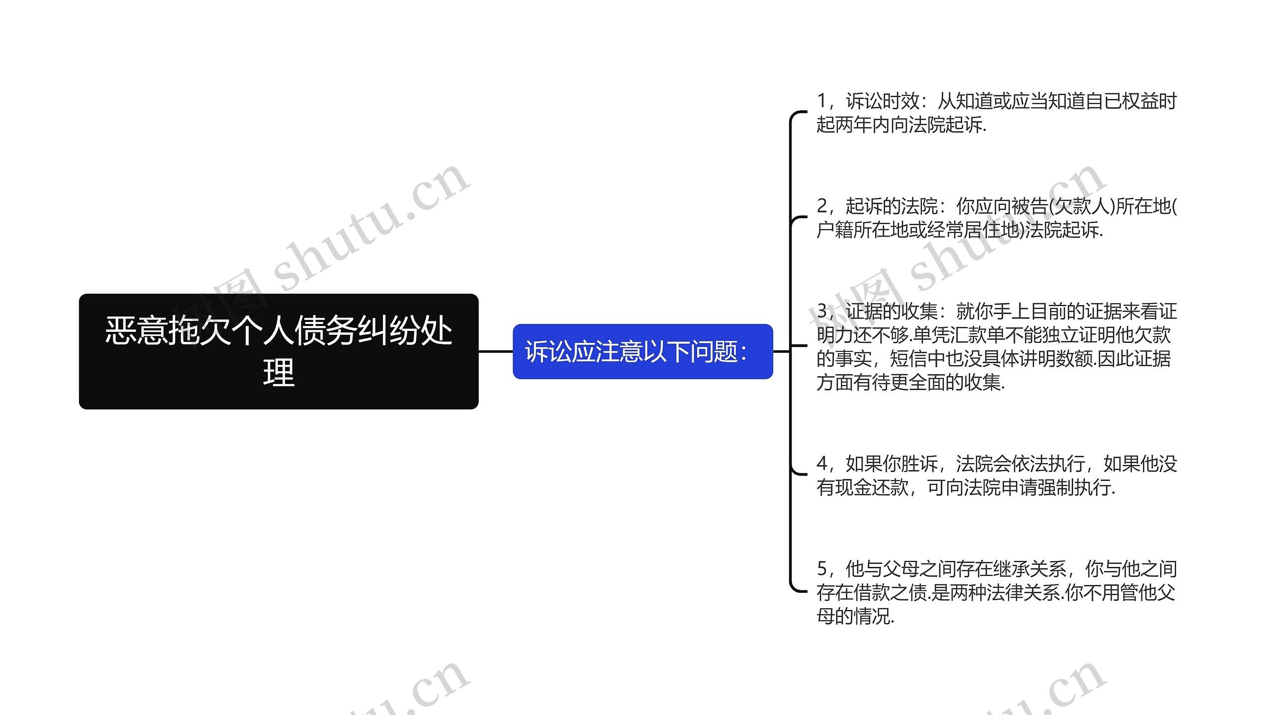 恶意拖欠个人债务纠纷处理思维导图