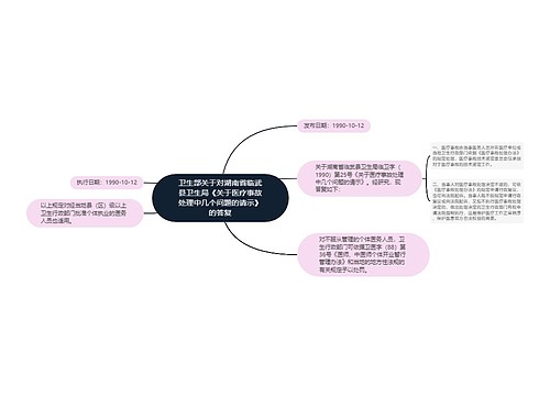 卫生部关于对湖南省临武县卫生局《关于医疗事故处理中几个问题的请示》的答复