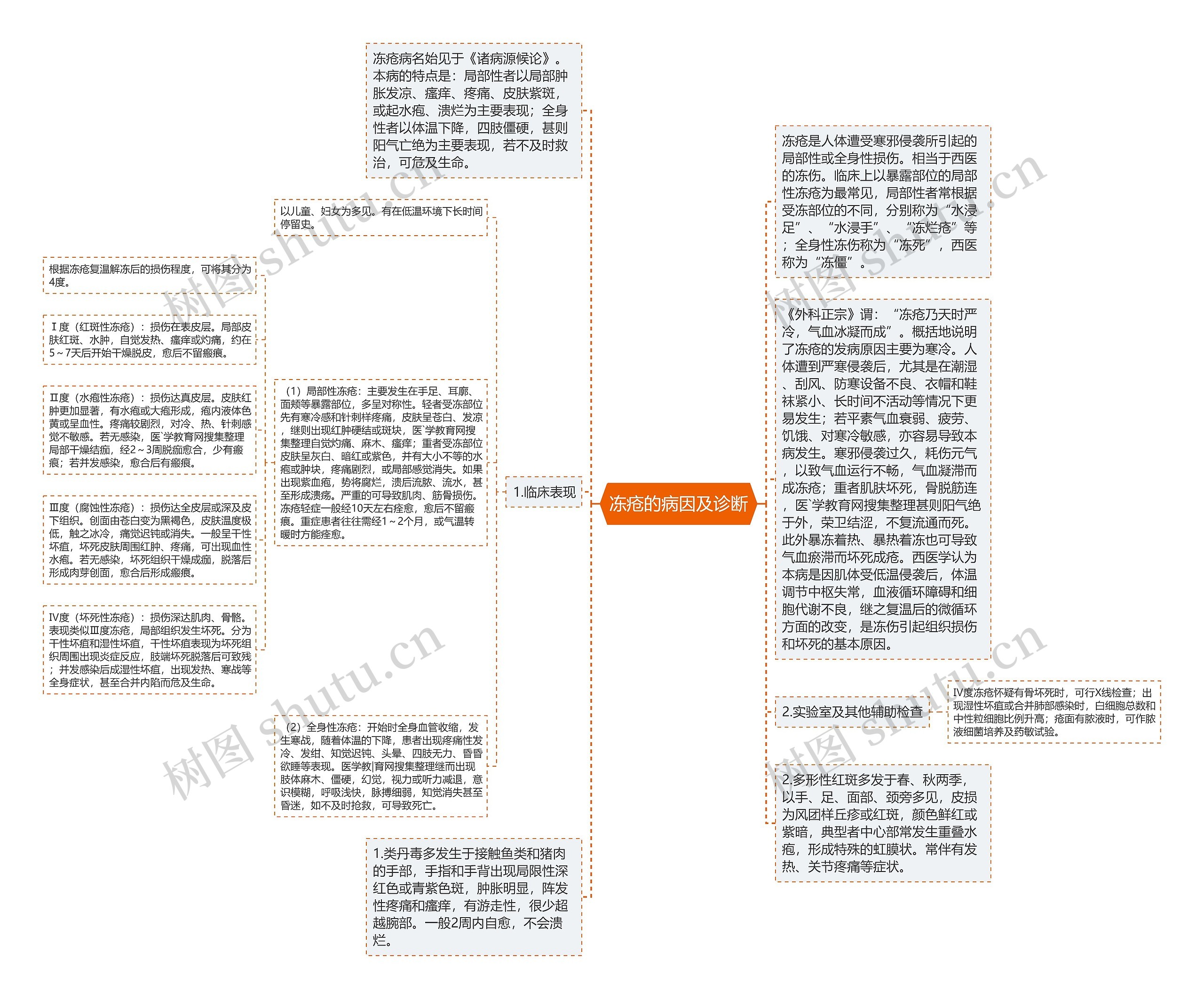 冻疮的病因及诊断思维导图