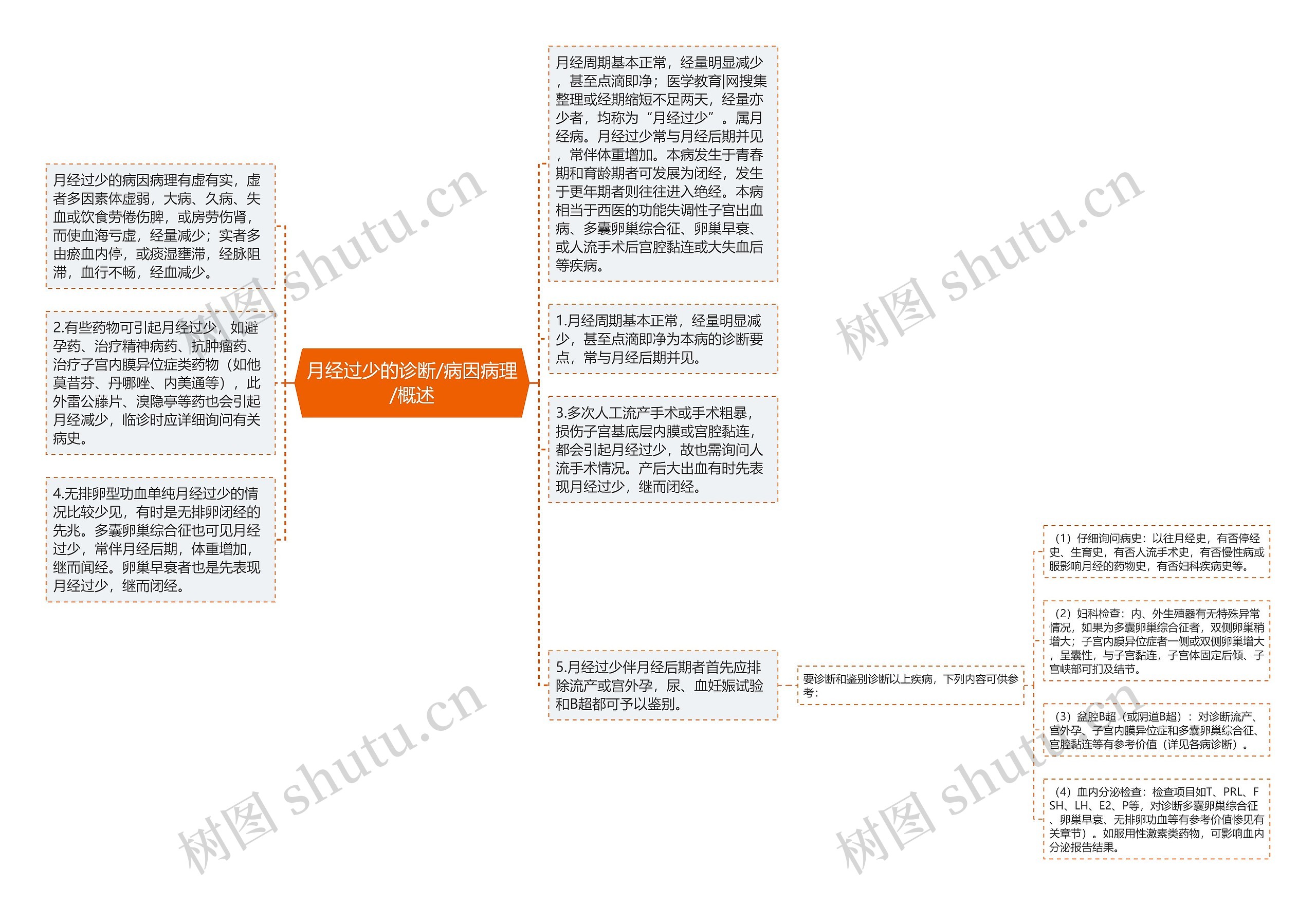 月经过少的诊断/病因病理/概述思维导图