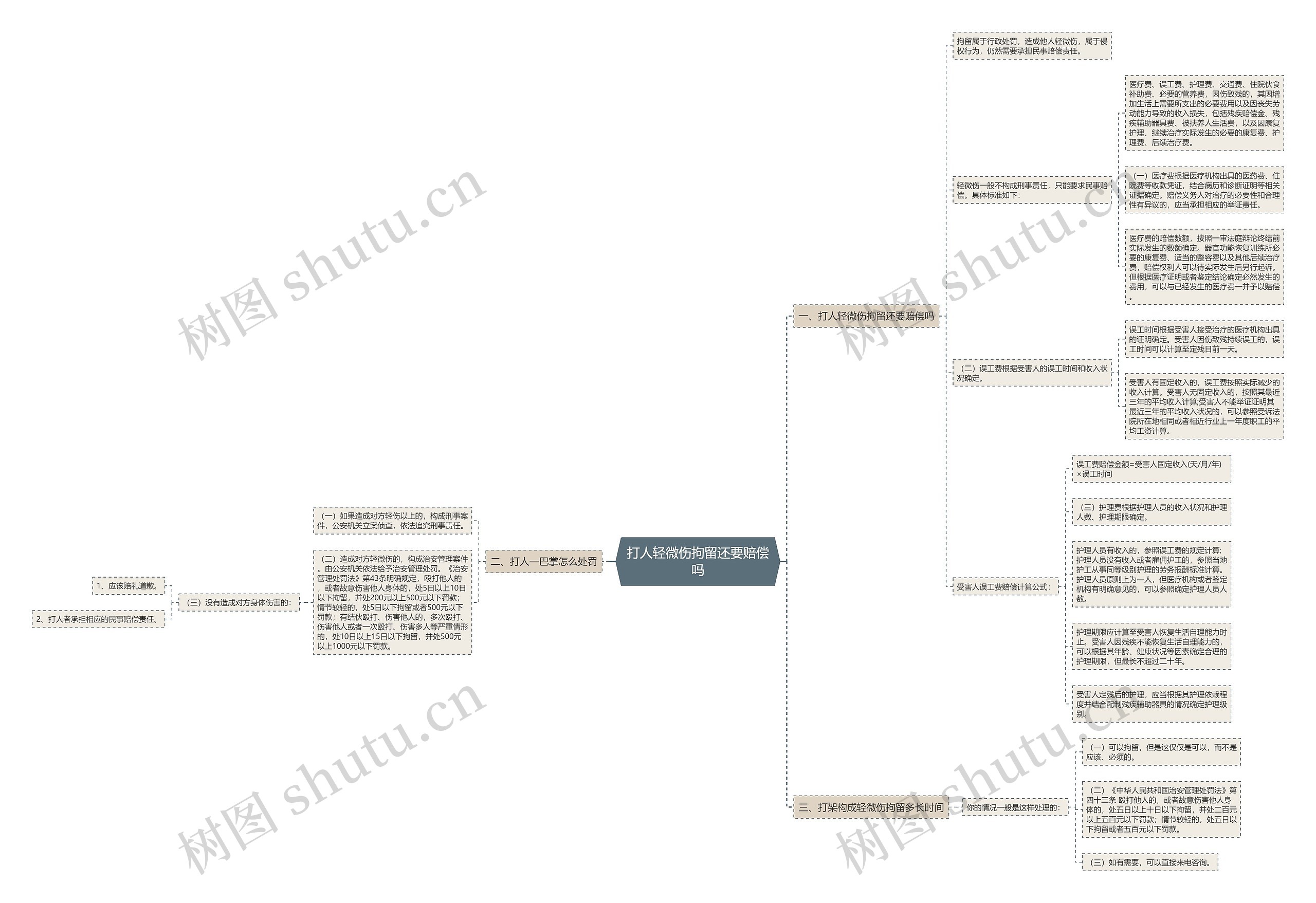 打人轻微伤拘留还要赔偿吗思维导图