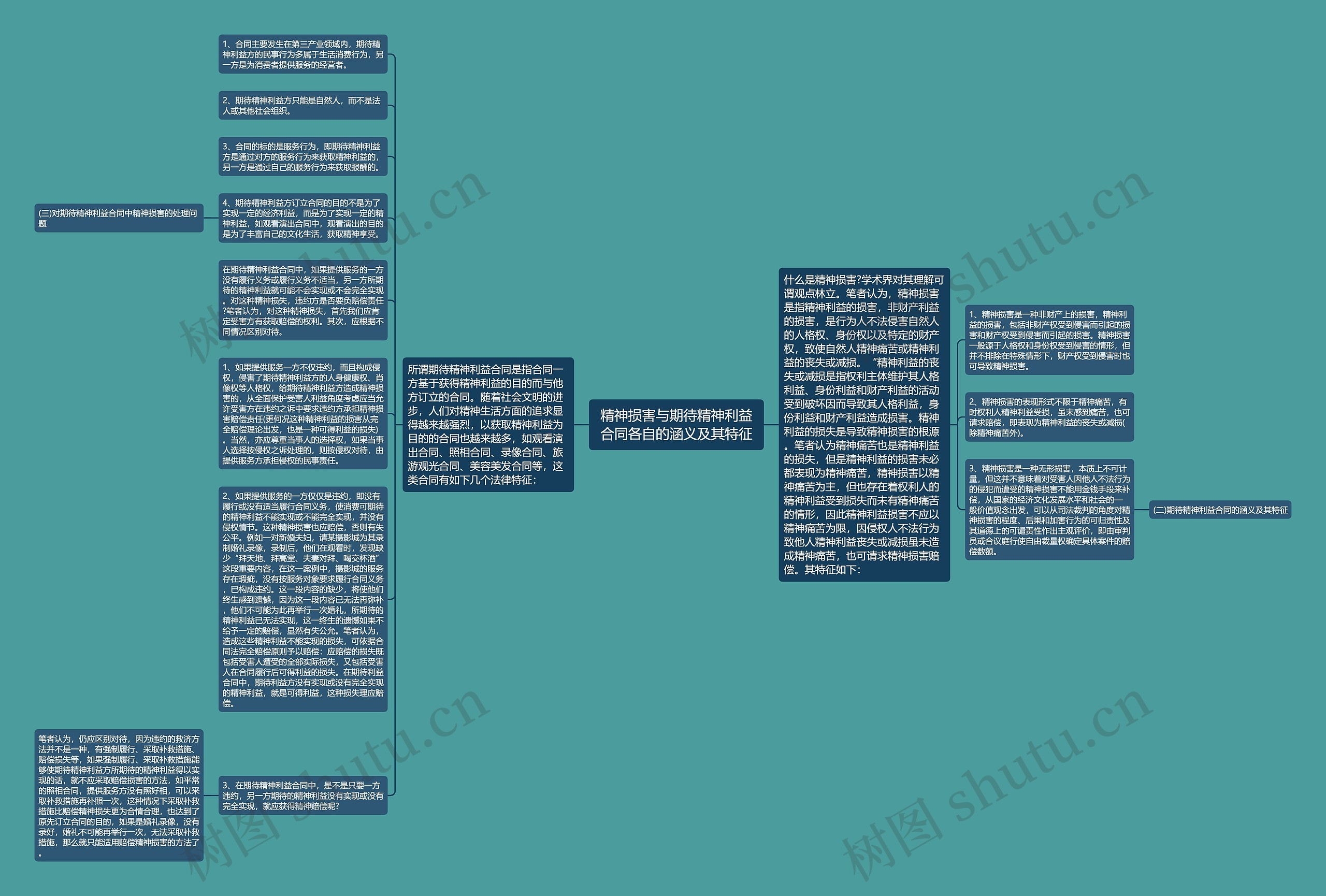 精神损害与期待精神利益合同各自的涵义及其特征思维导图