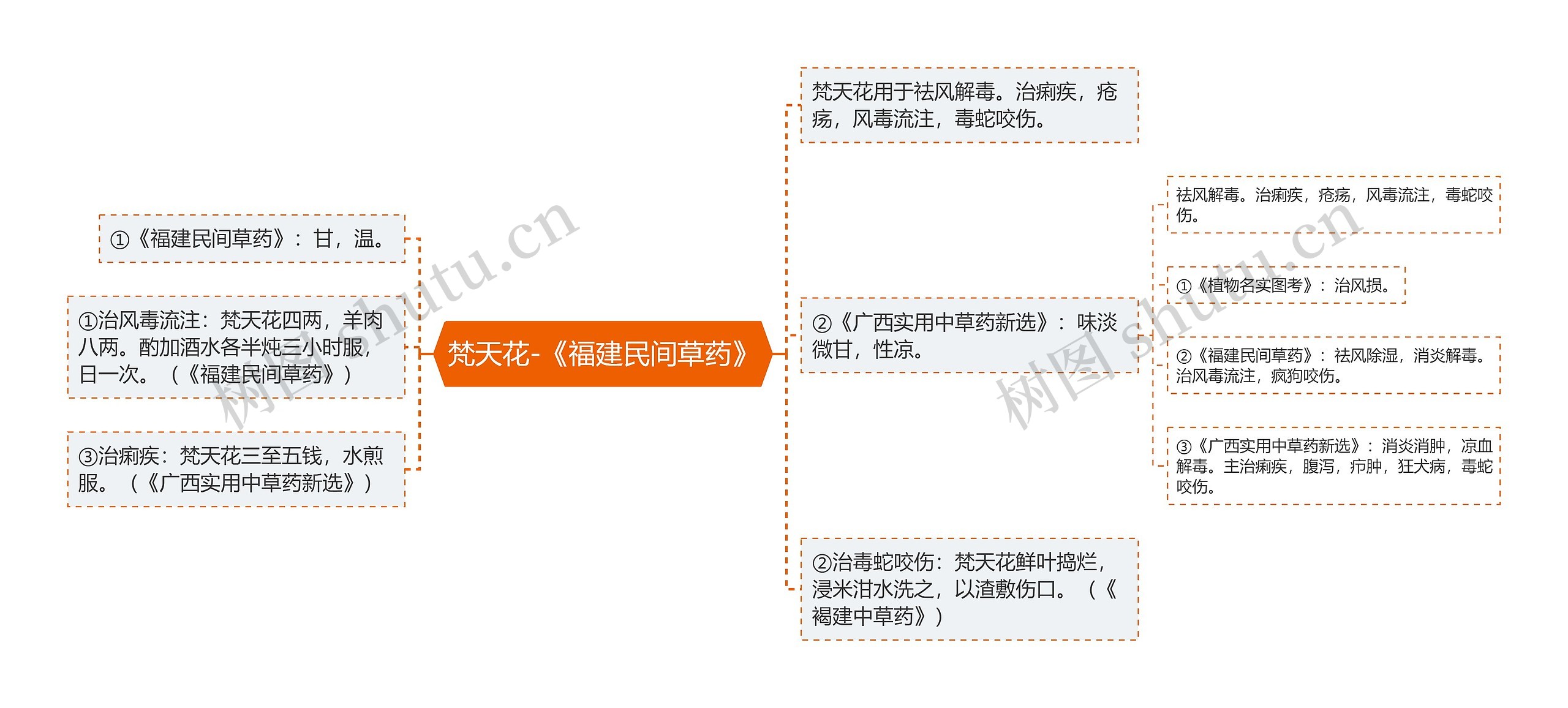 梵天花-《福建民间草药》思维导图