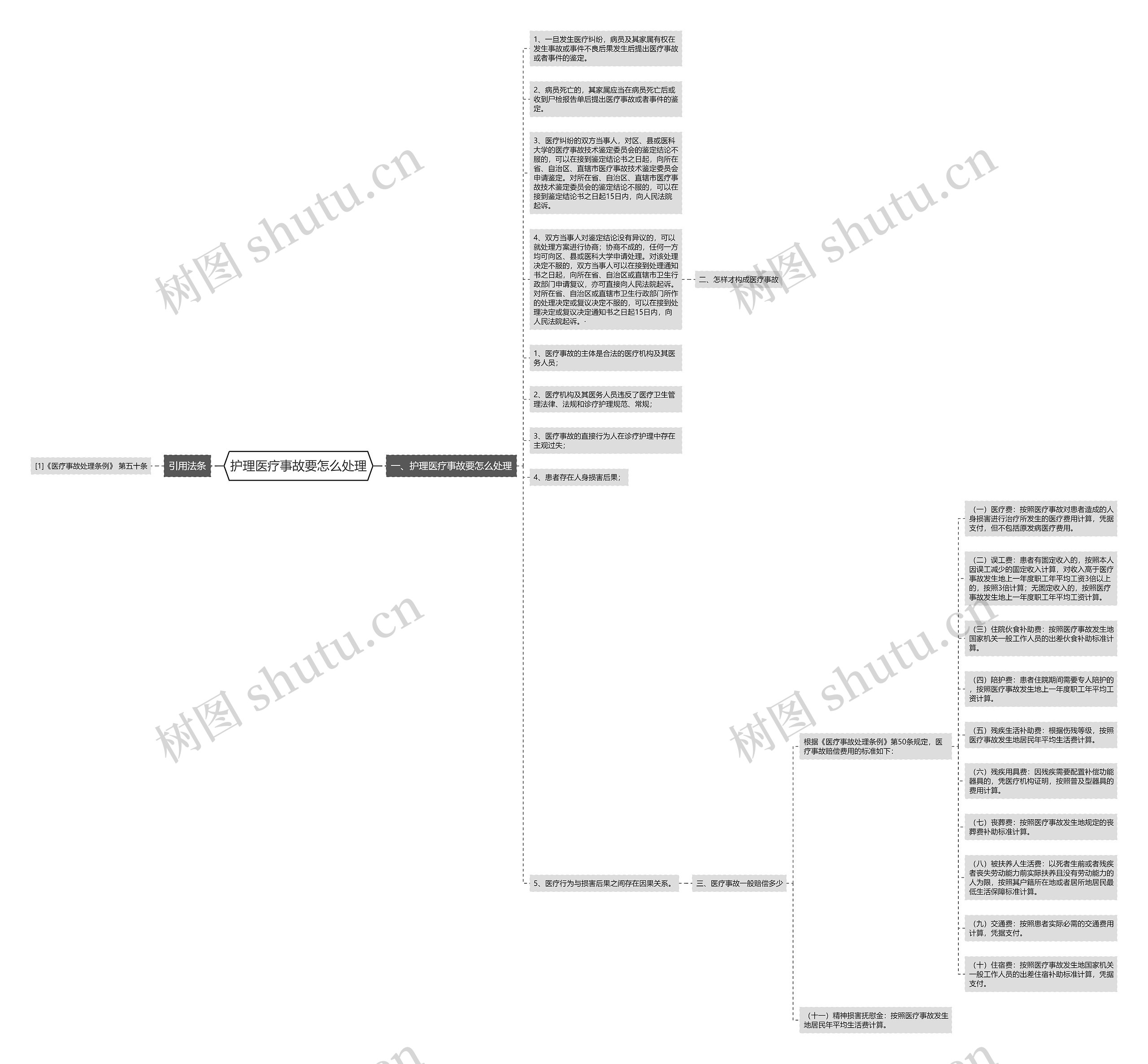 护理医疗事故要怎么处理思维导图