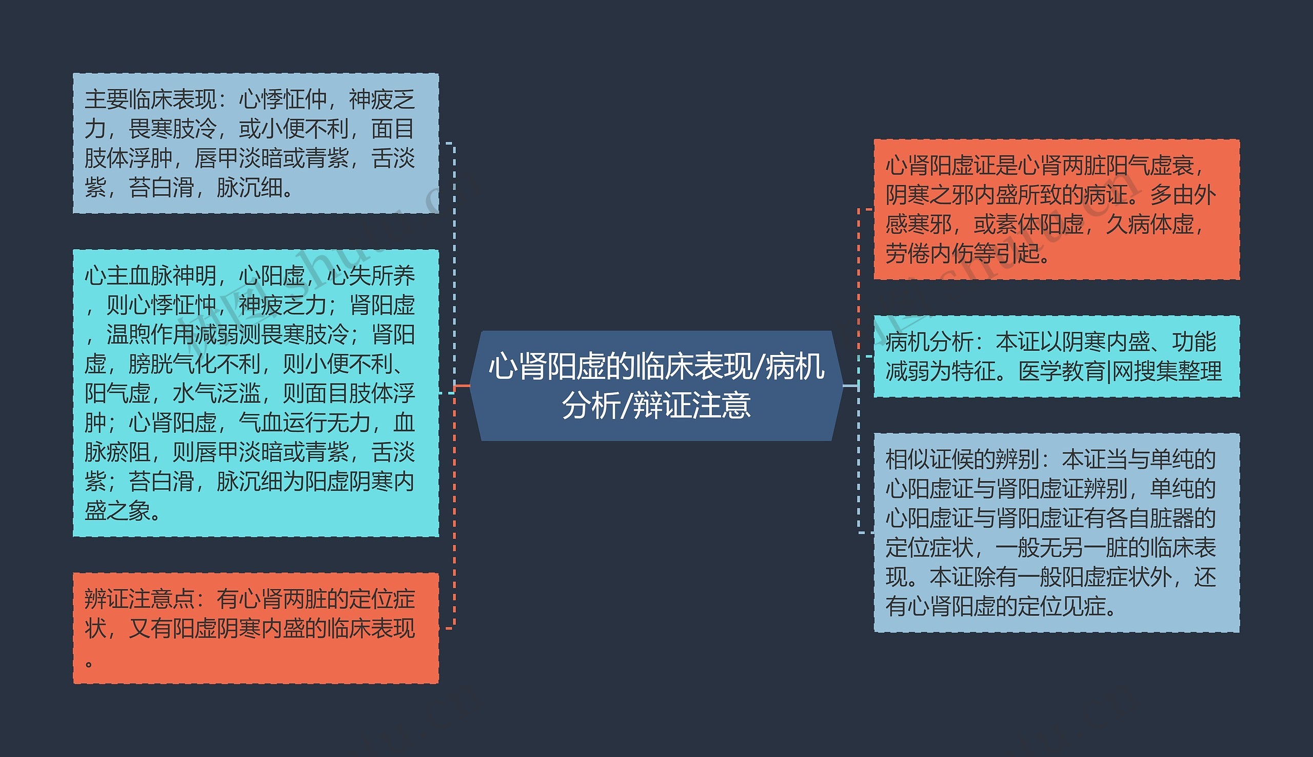 心肾阳虚的临床表现/病机分析/辩证注意思维导图