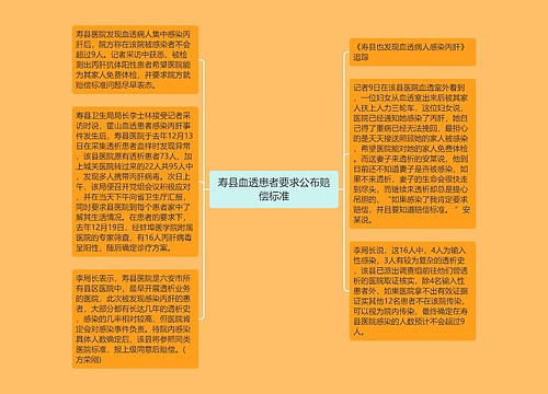 寿县血透患者要求公布赔偿标准