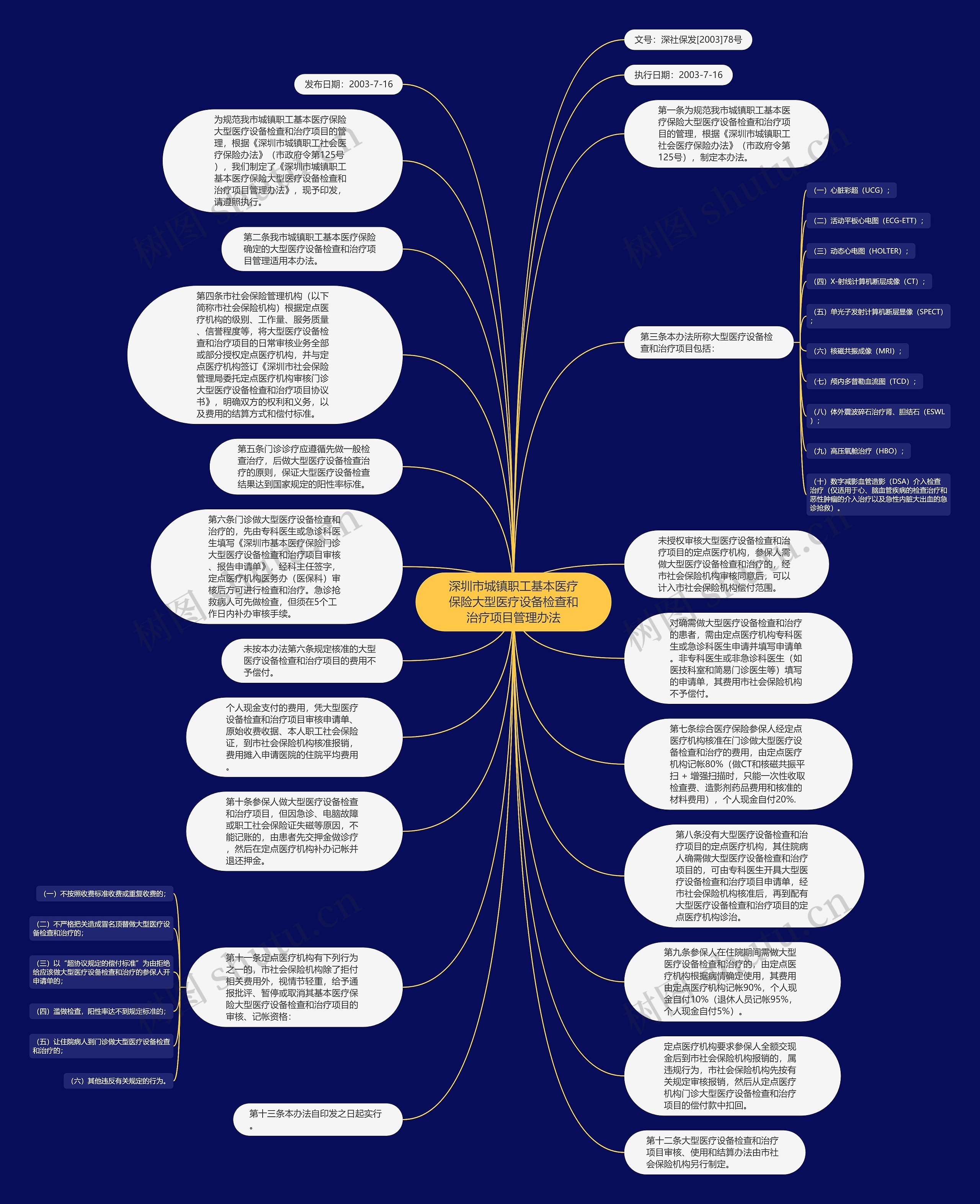 深圳市城镇职工基本医疗保险大型医疗设备检查和治疗项目管理办法思维导图