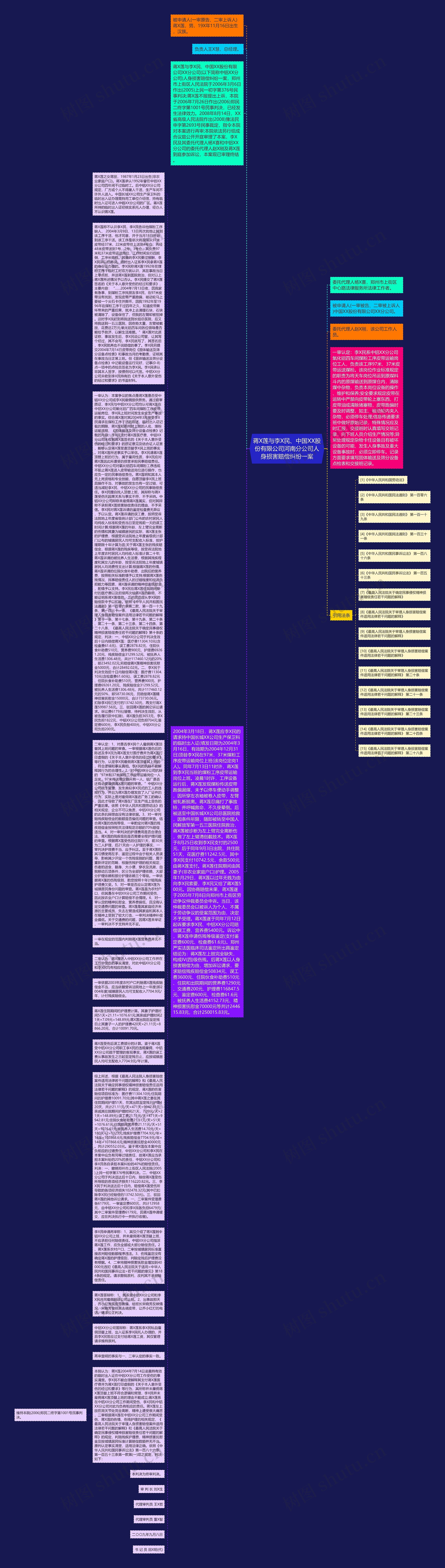 蒋X莲与李X民、中国XX股份有限公司河南分公司人身损害赔偿纠纷一案思维导图