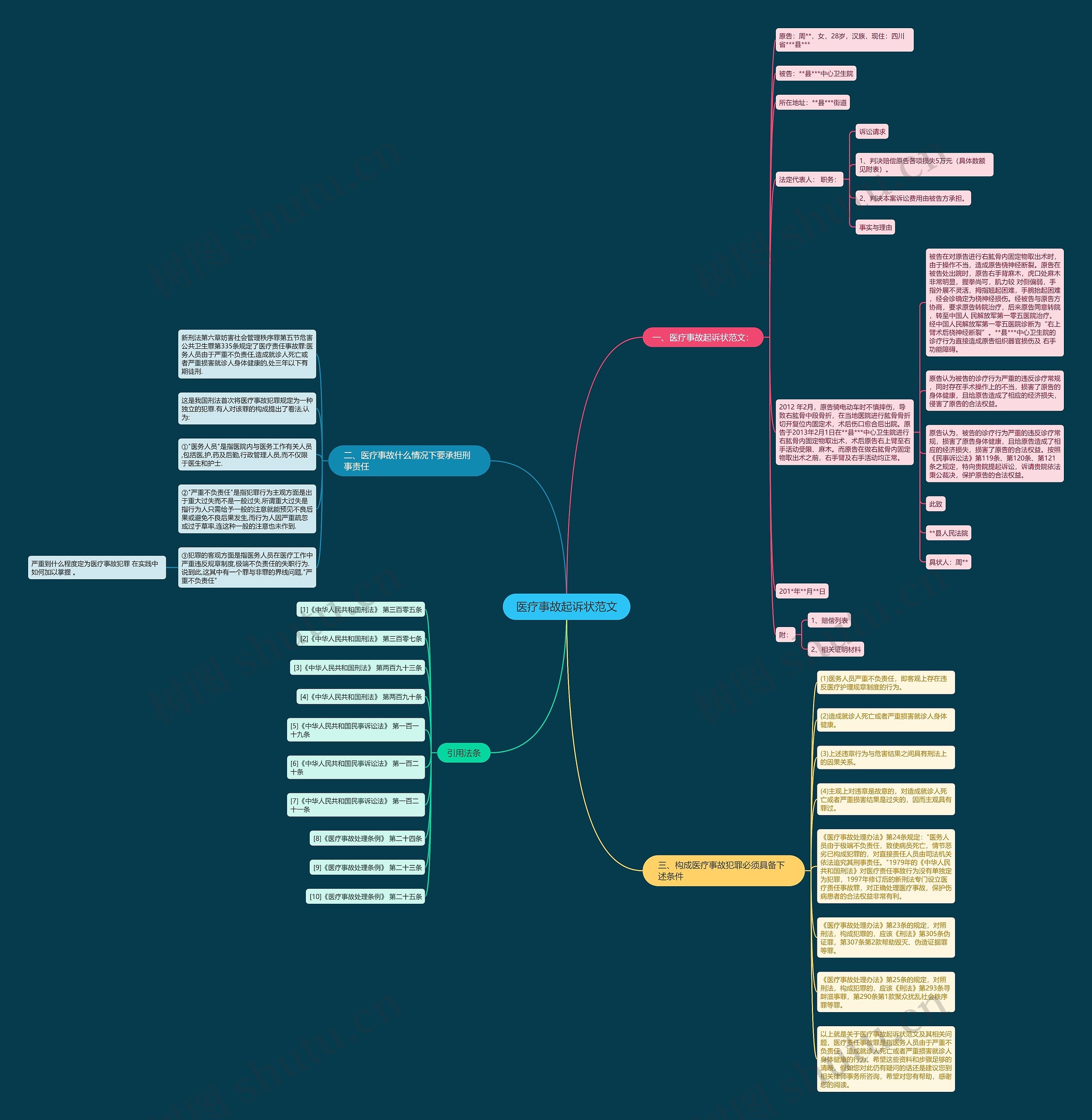 医疗事故起诉状范文思维导图