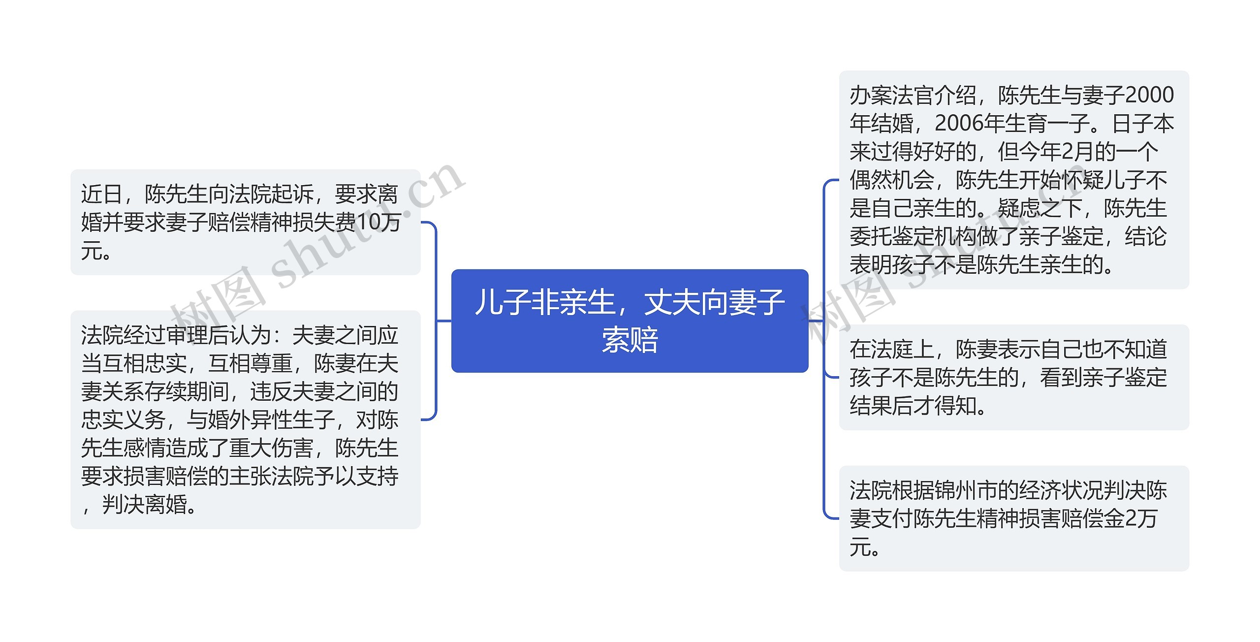 儿子非亲生，丈夫向妻子索赔思维导图