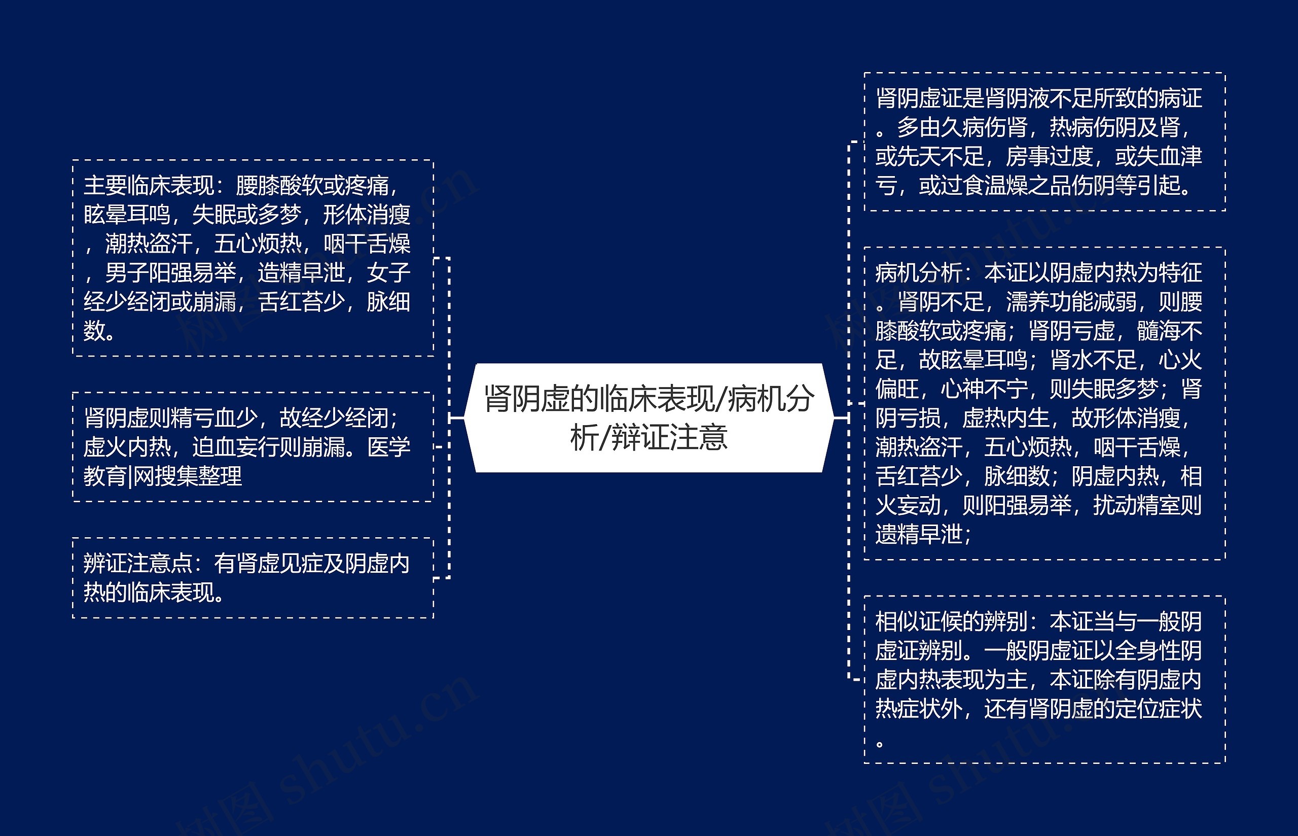 肾阴虚的临床表现/病机分析/辩证注意思维导图