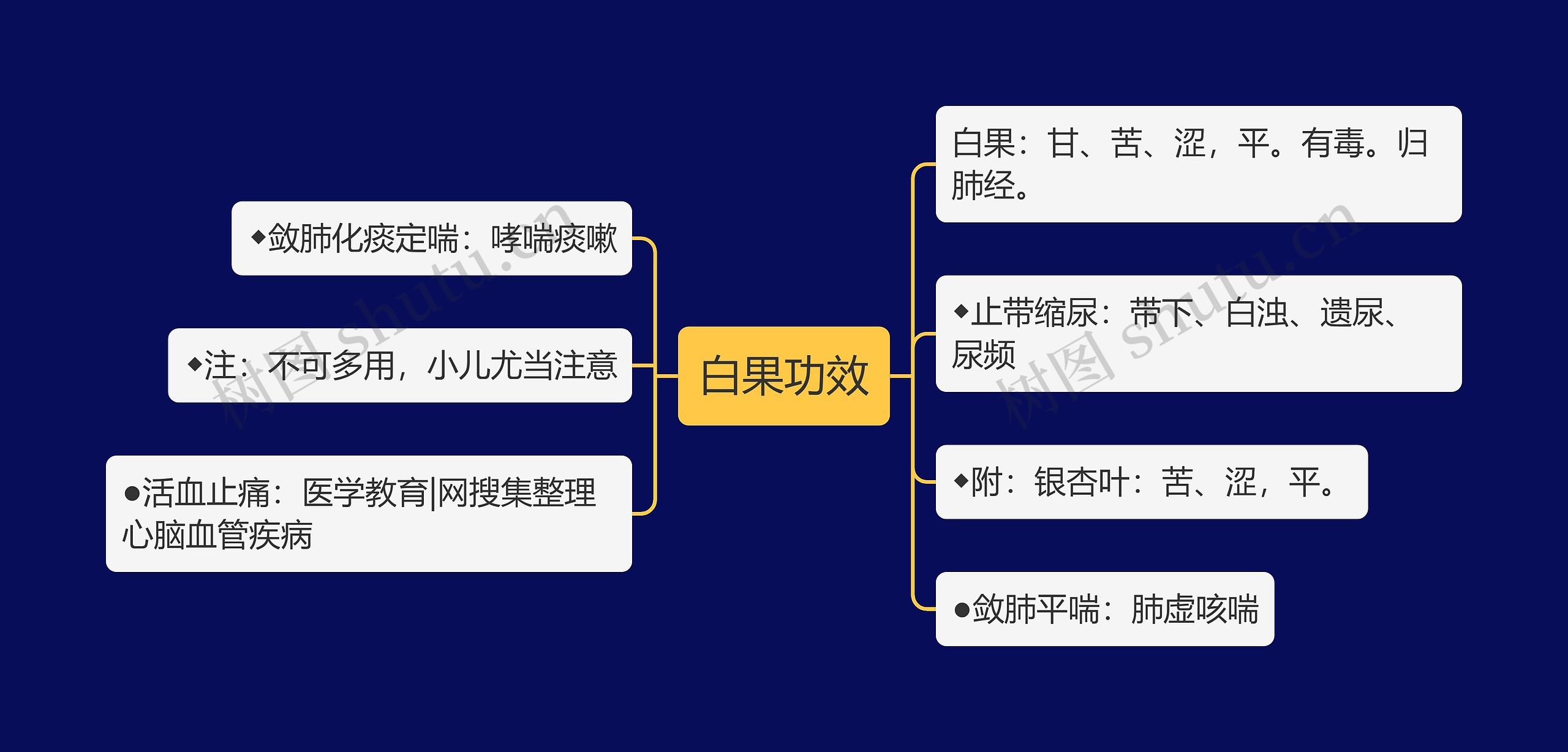 白果功效思维导图