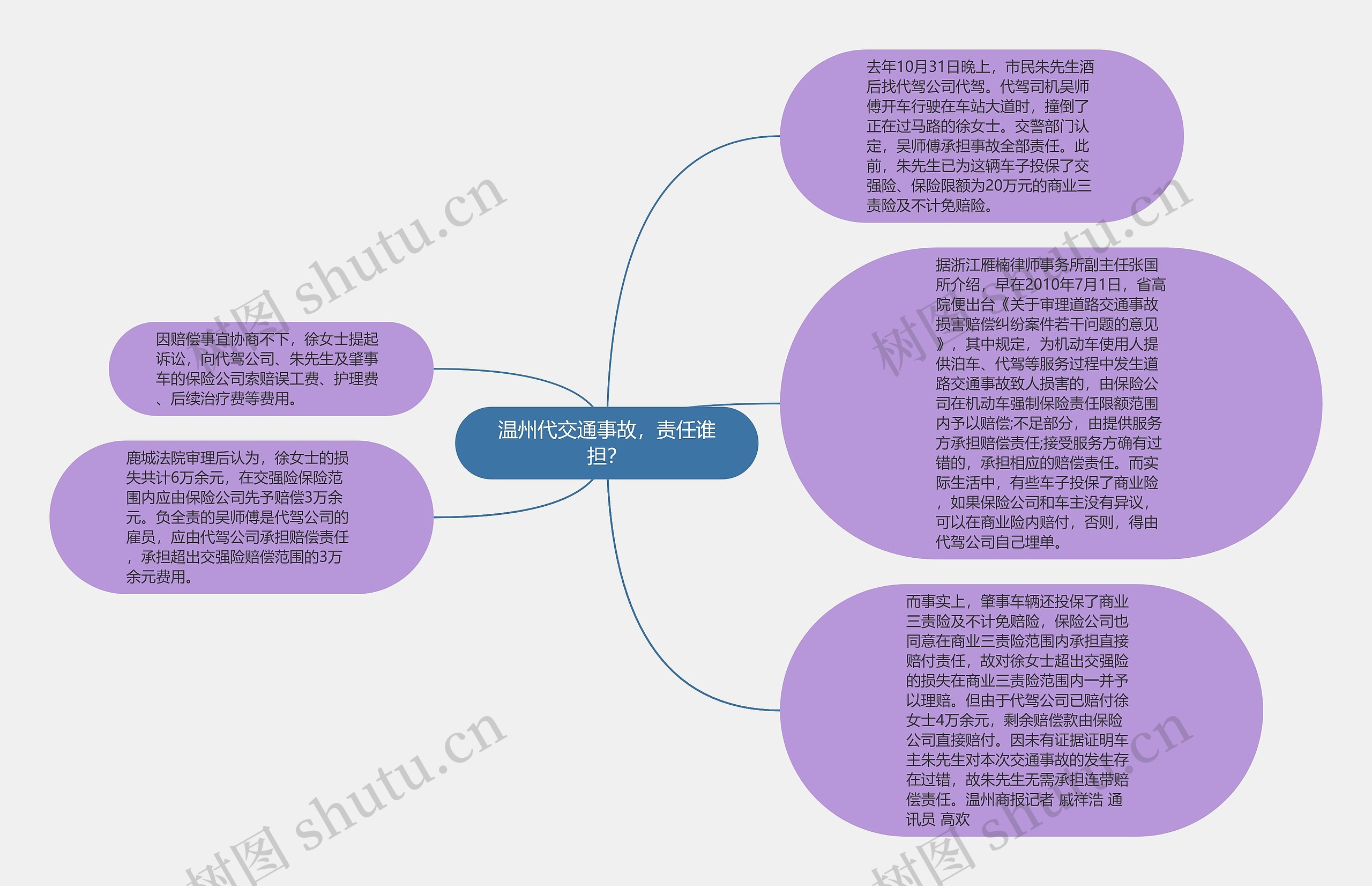 温州代交通事故，责任谁担？思维导图