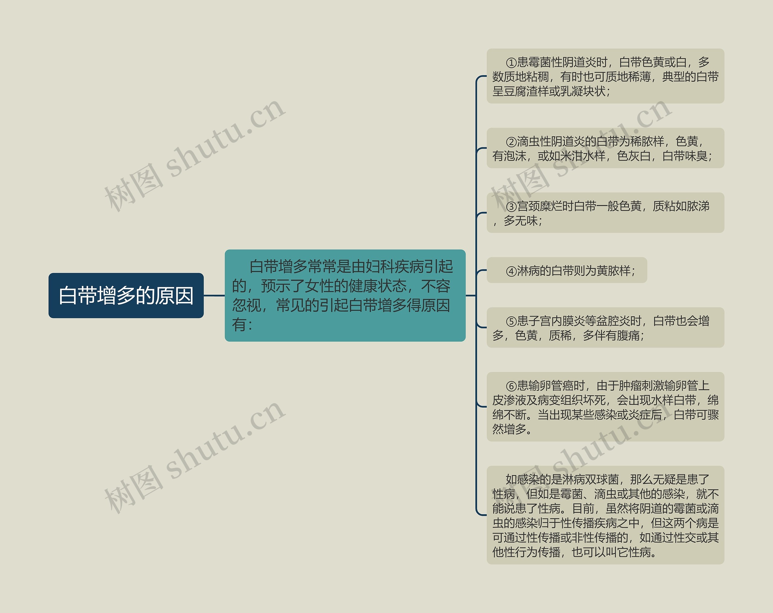 白带增多的原因思维导图