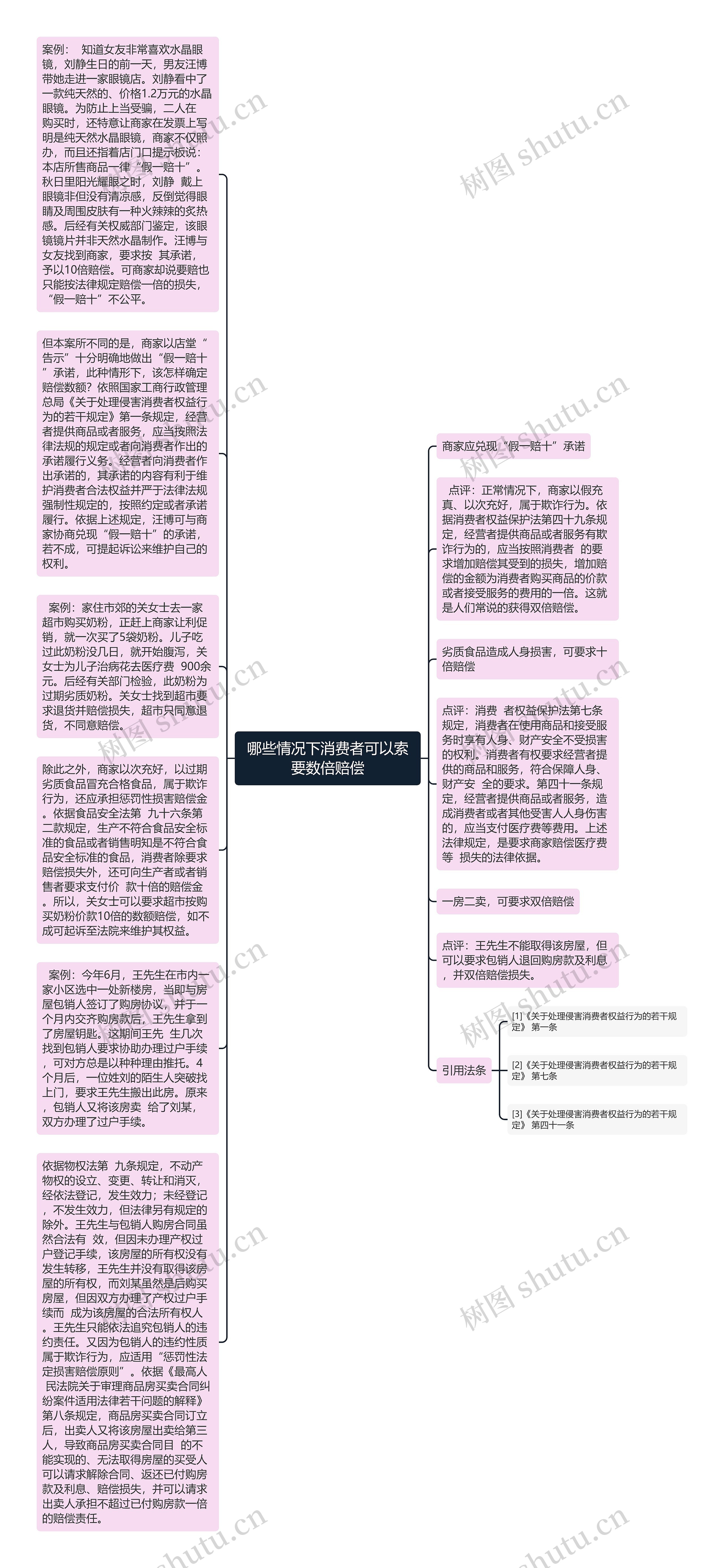 哪些情况下消费者可以索要数倍赔偿思维导图