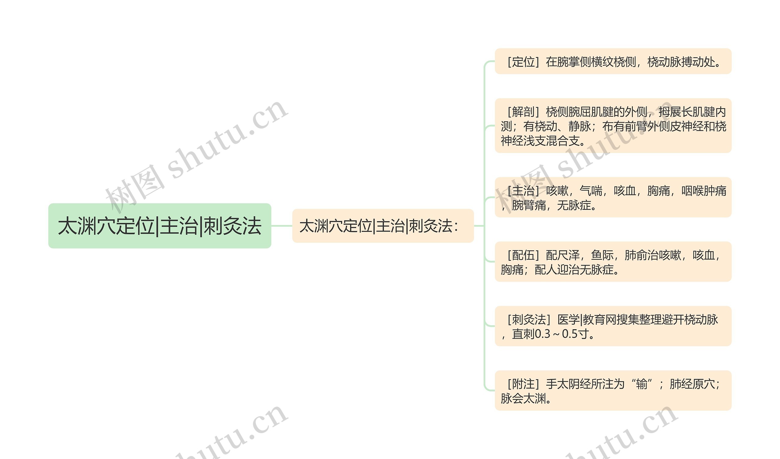 太渊穴定位|主治|刺灸法思维导图