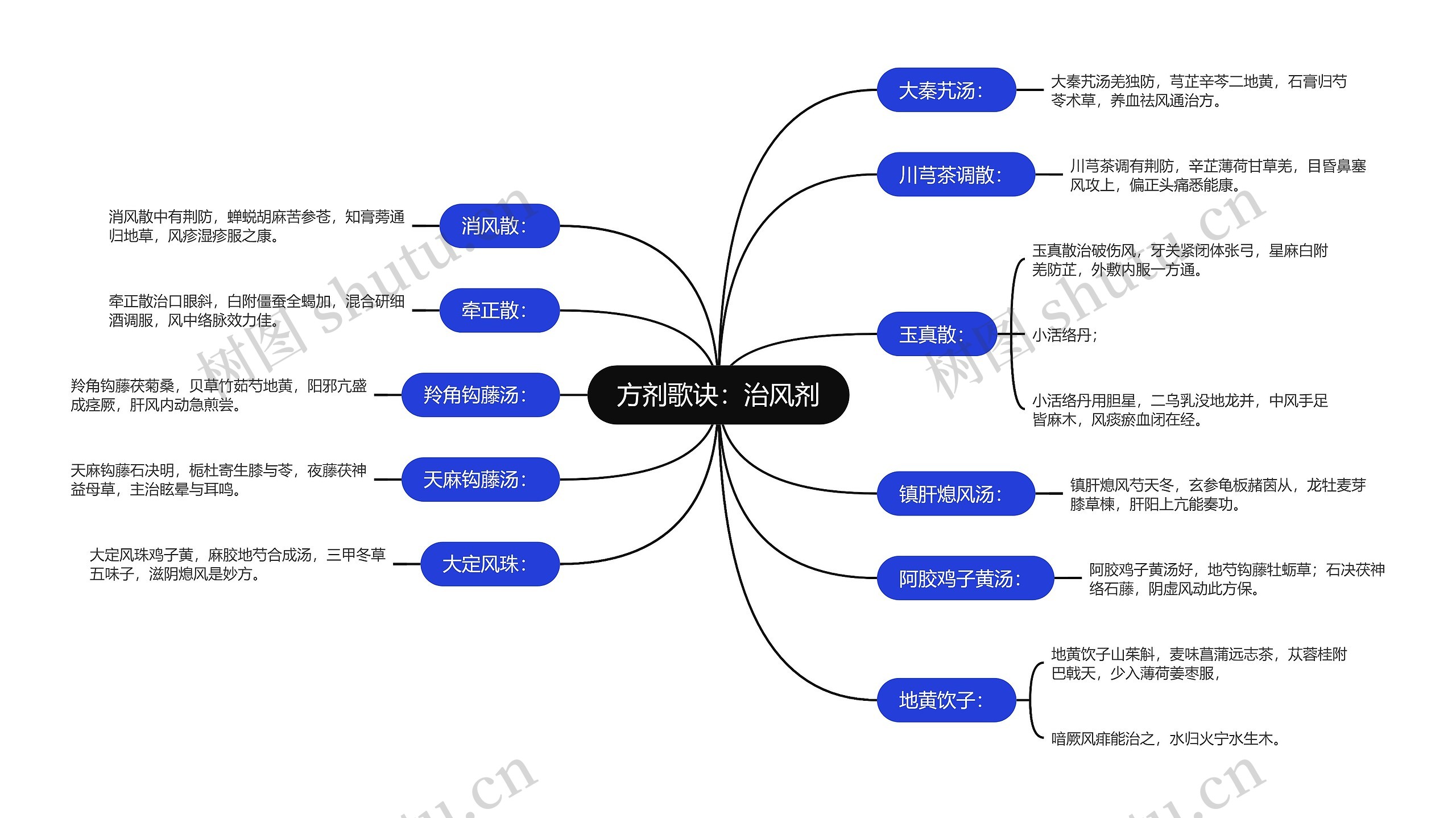 方剂歌诀：治风剂思维导图