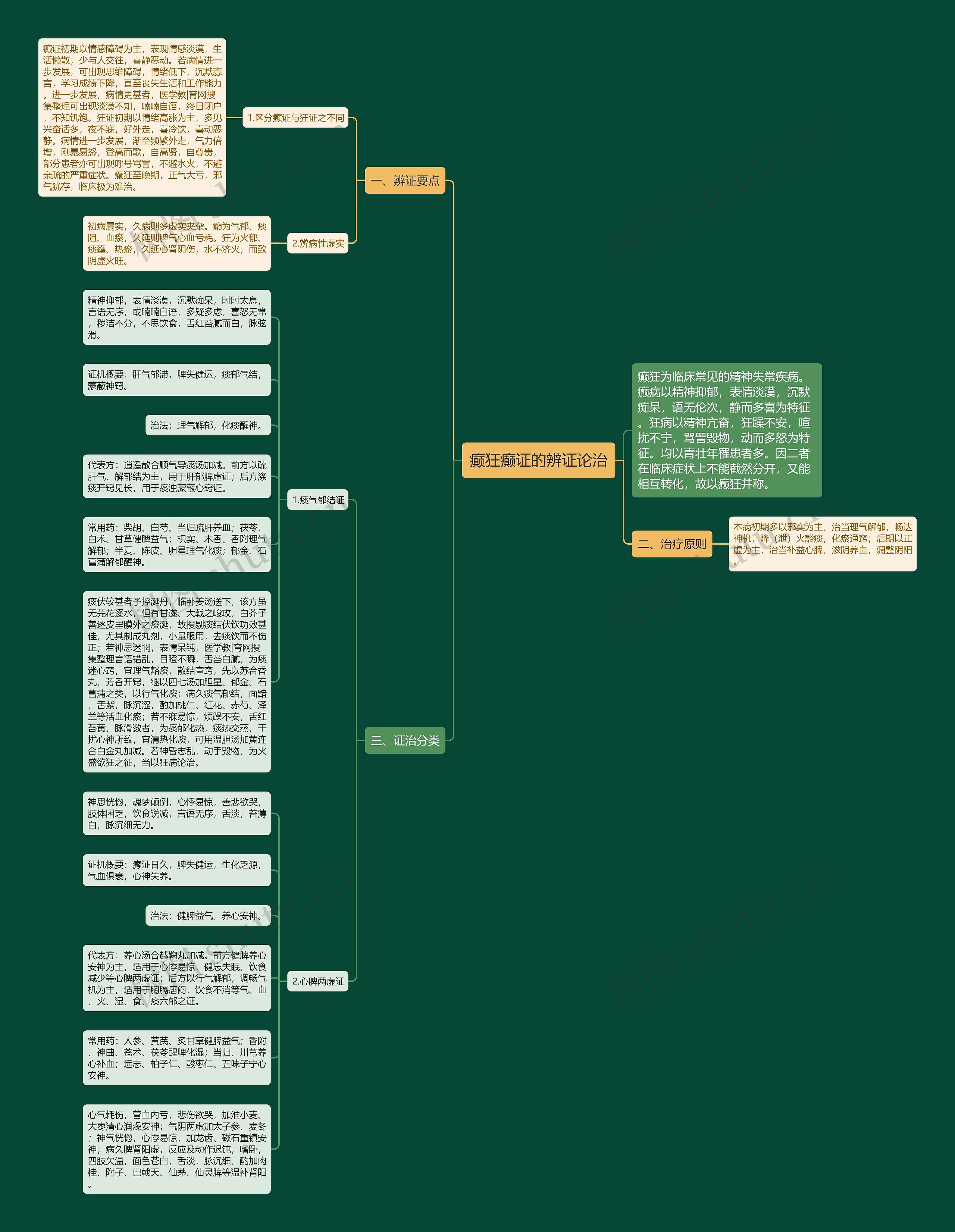 癫狂癫证的辨证论治思维导图