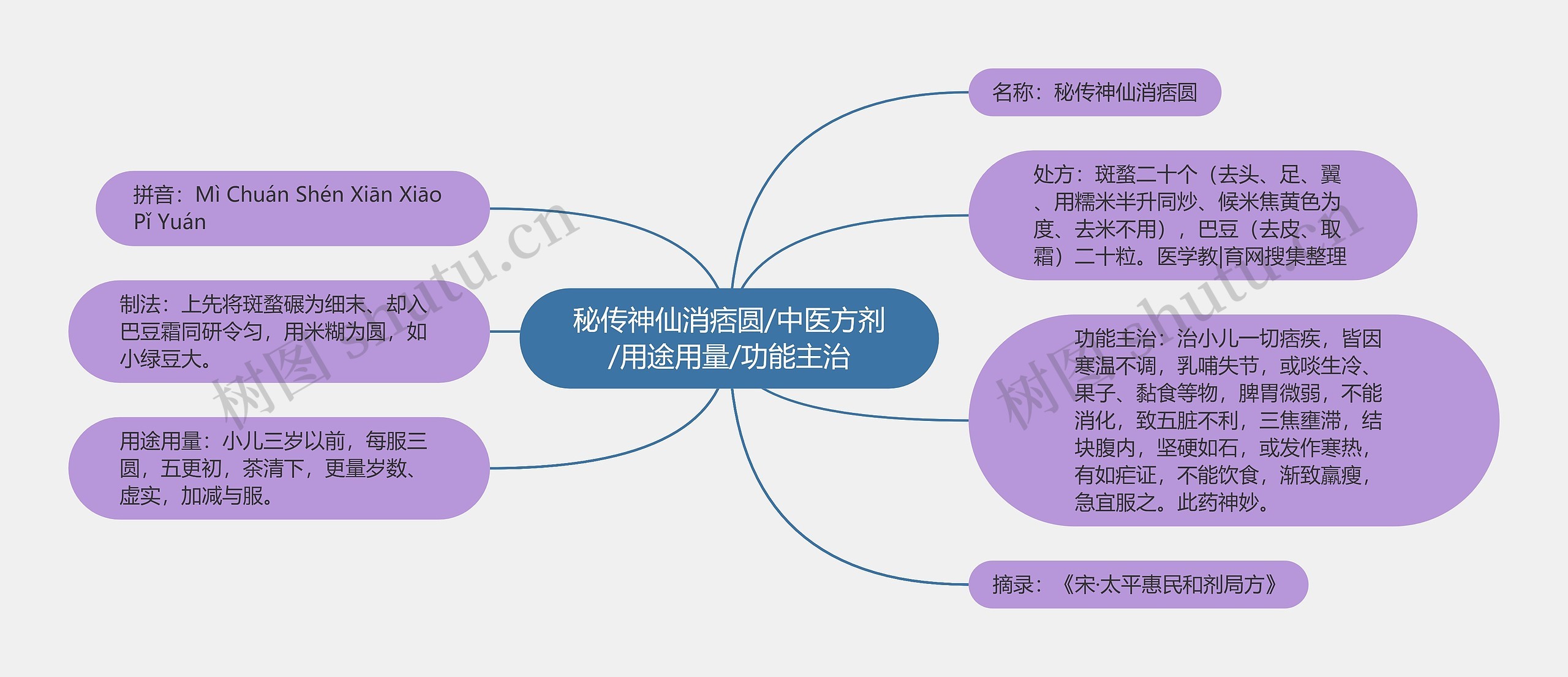 秘传神仙消痞圆/中医方剂/用途用量/功能主治思维导图