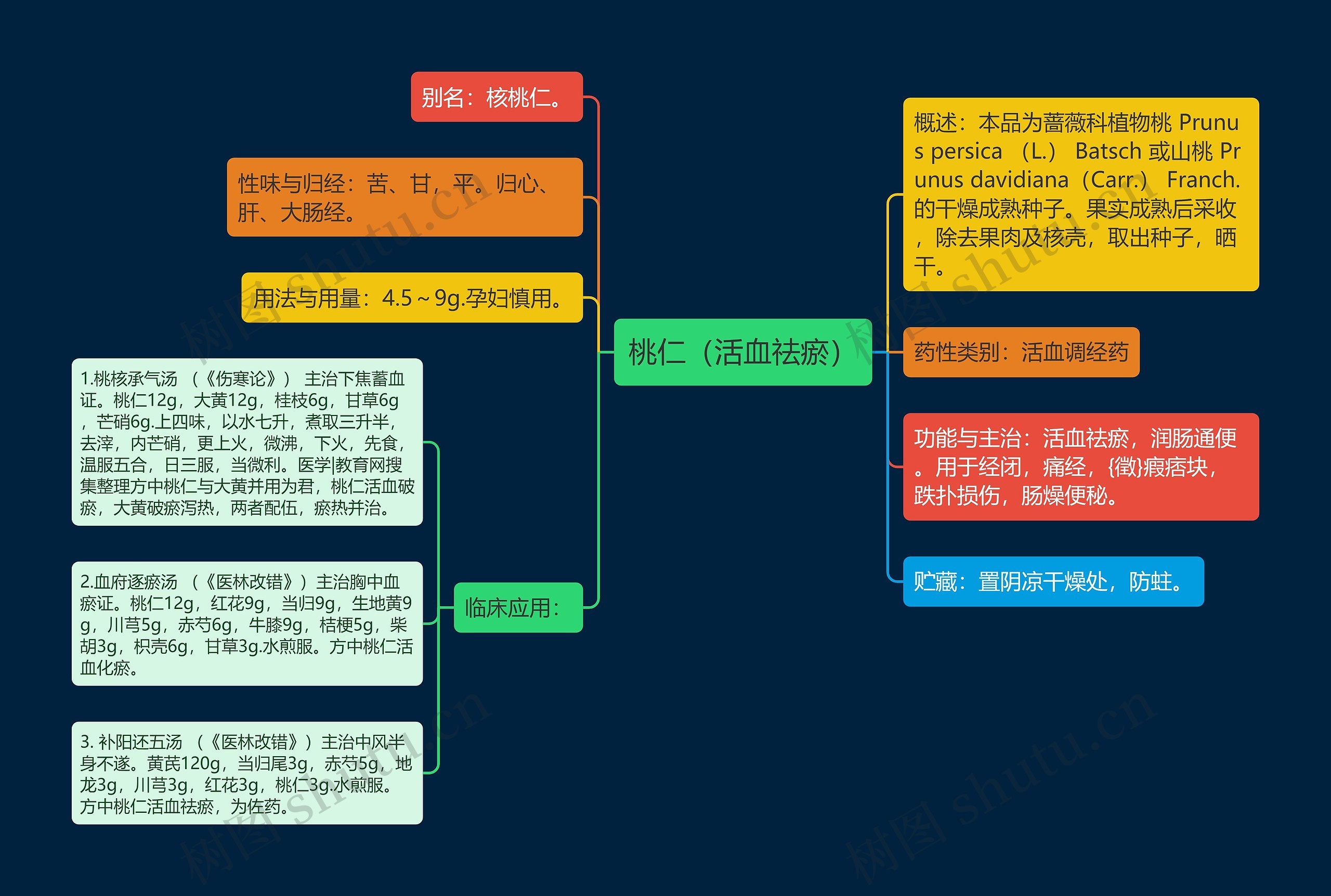 桃仁（活血祛瘀）思维导图