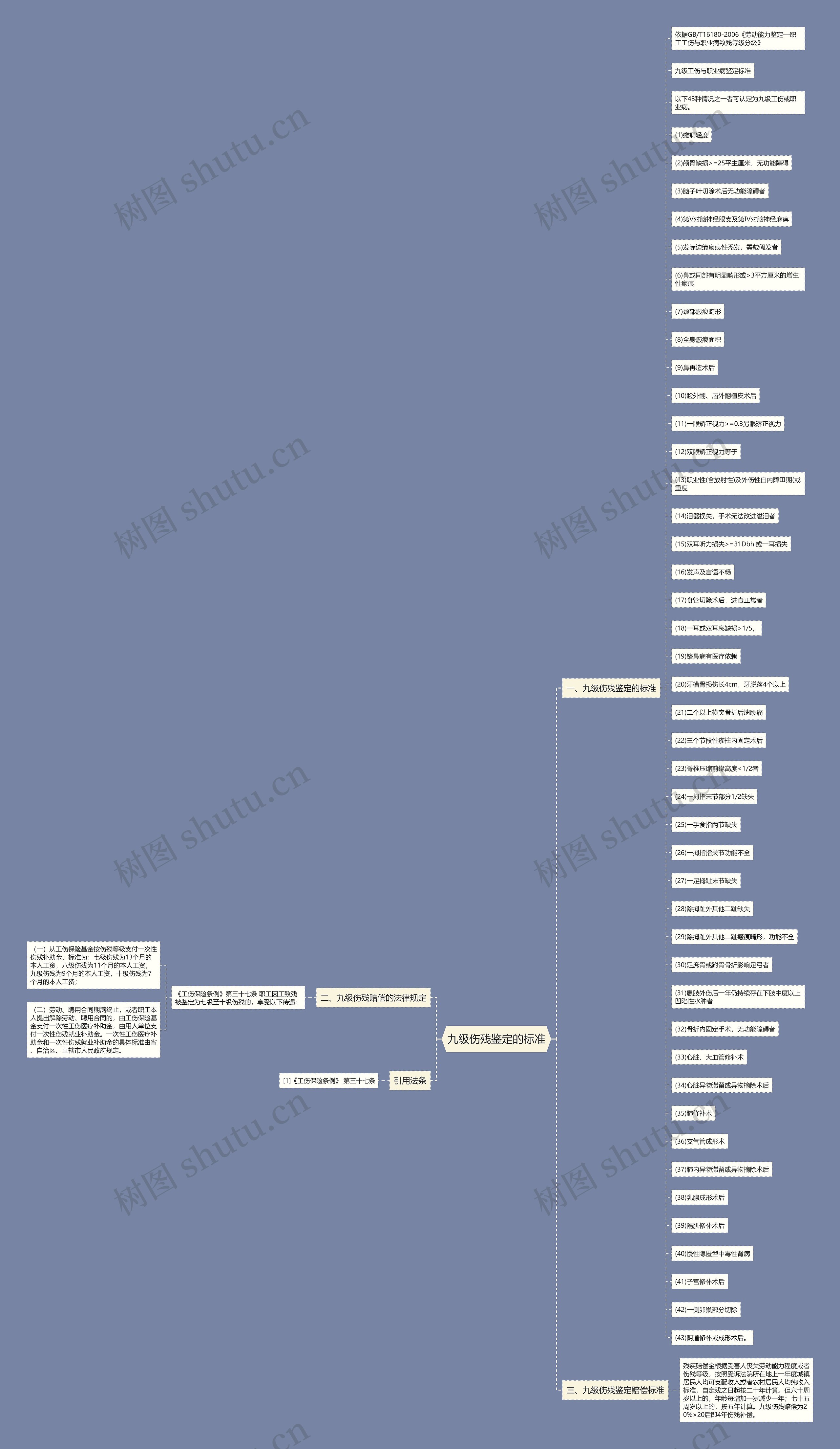 九级伤残鉴定的标准思维导图