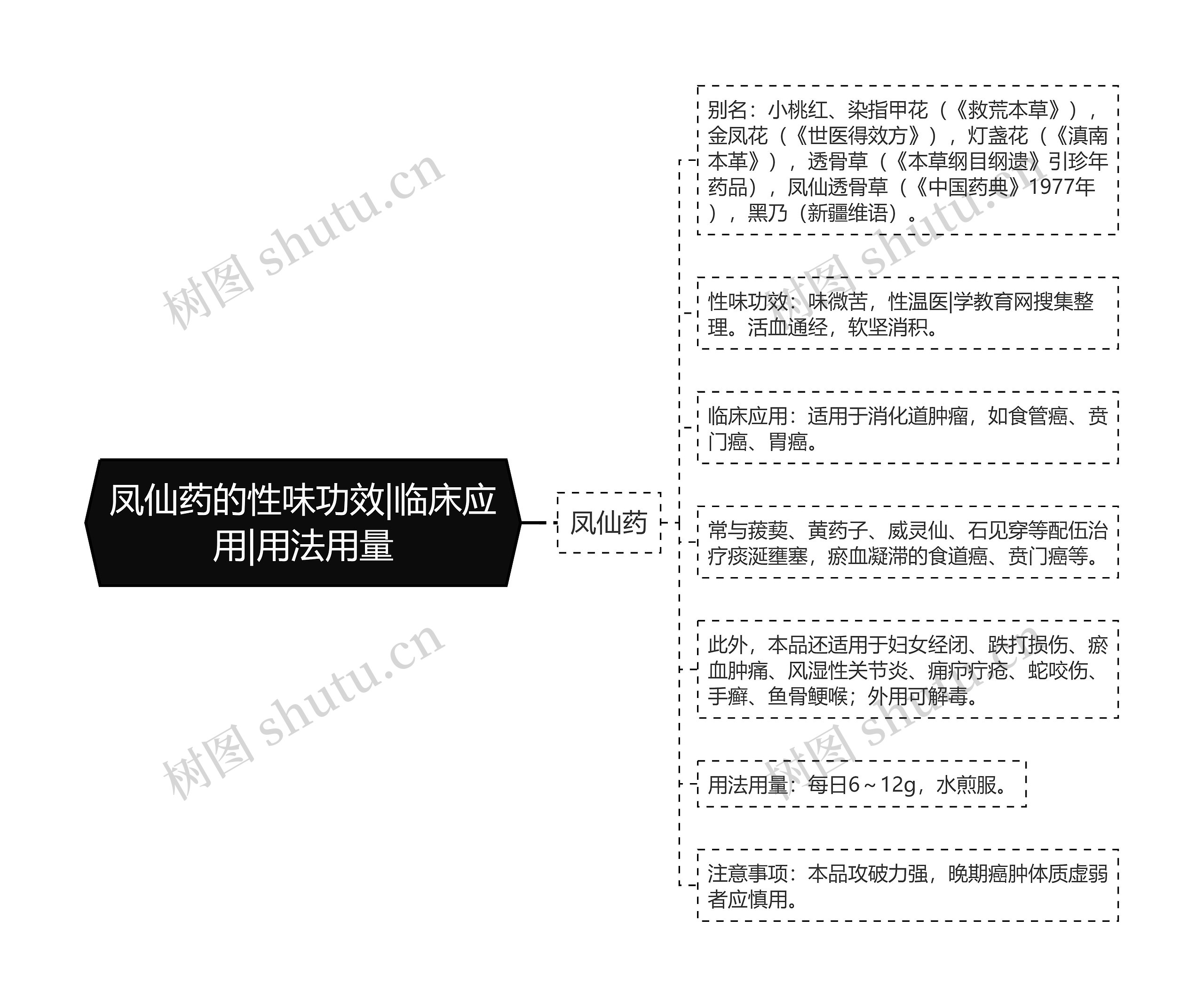 凤仙药的性味功效|临床应用|用法用量思维导图