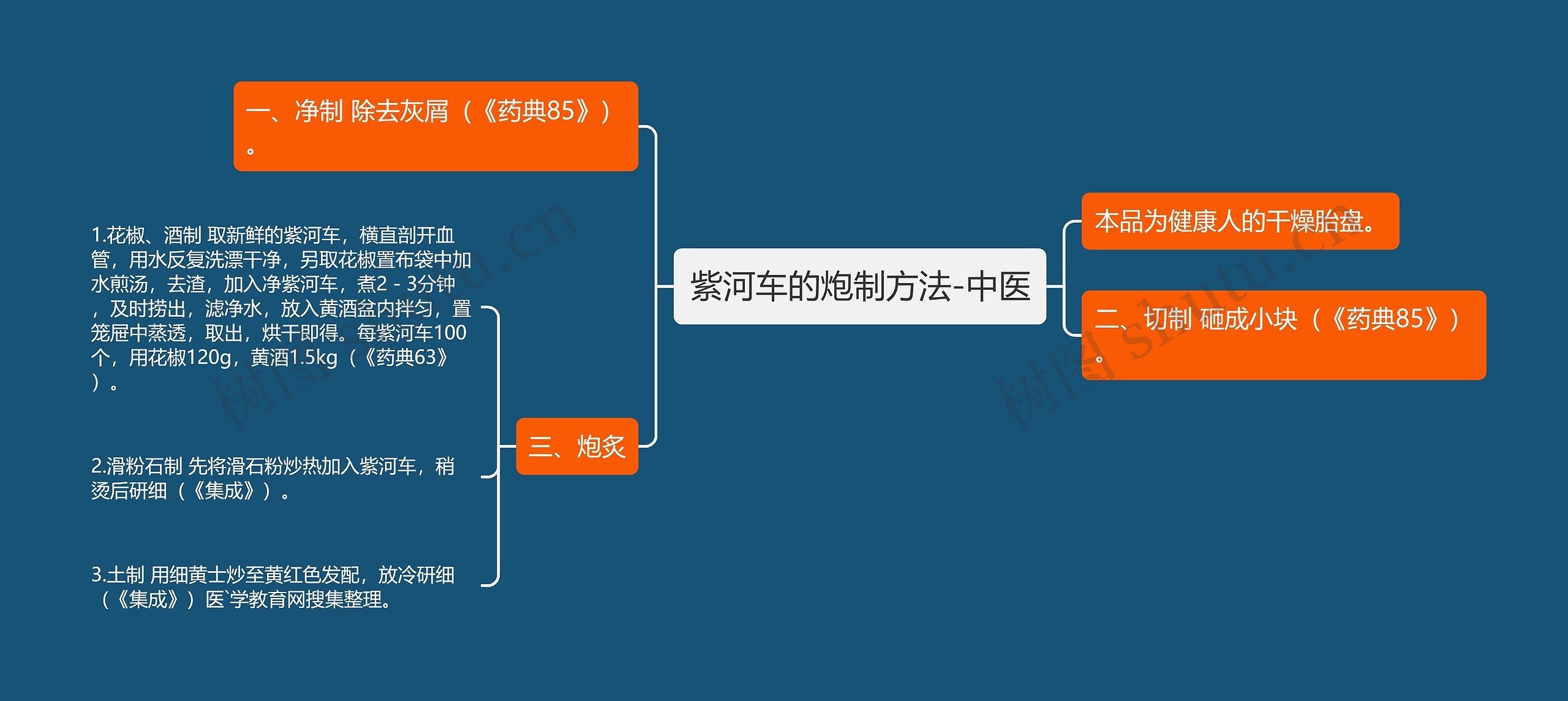 紫河车的炮制方法-中医思维导图