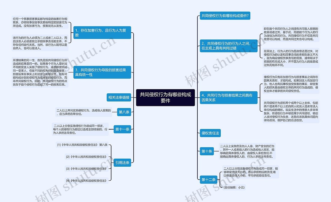 共同侵权行为有哪些构成要件思维导图_编号p7025426-TreeMind树图