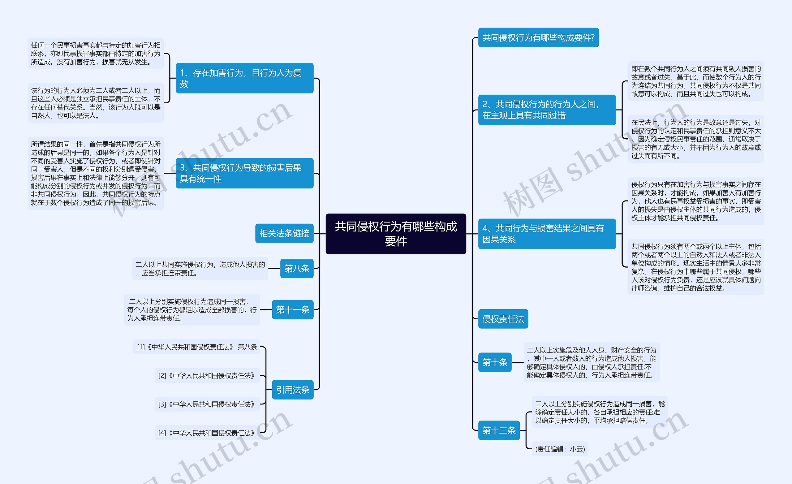 共同侵权行为有哪些构成要件思维导图