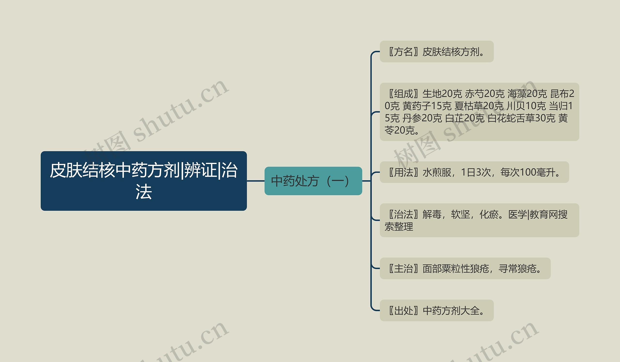 皮肤结核中药方剂|辨证|治法思维导图