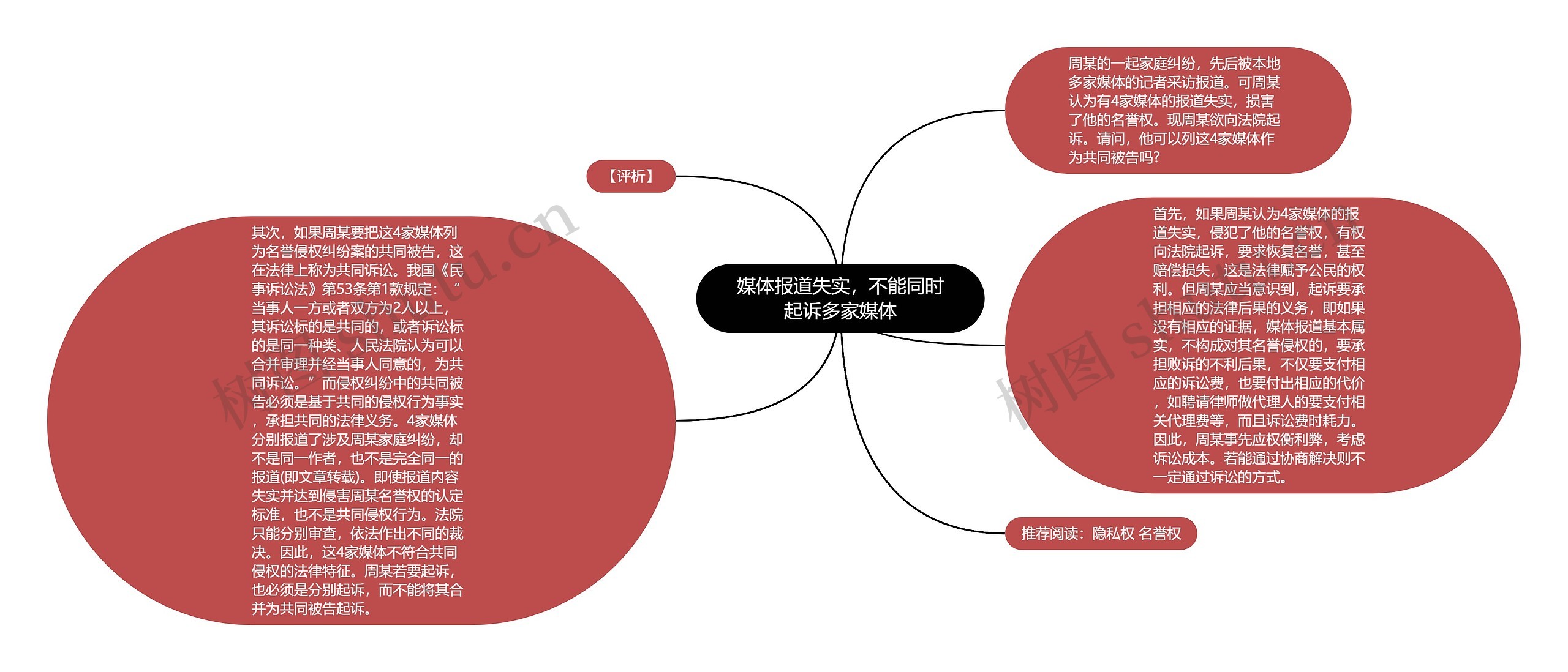 媒体报道失实，不能同时起诉多家媒体思维导图