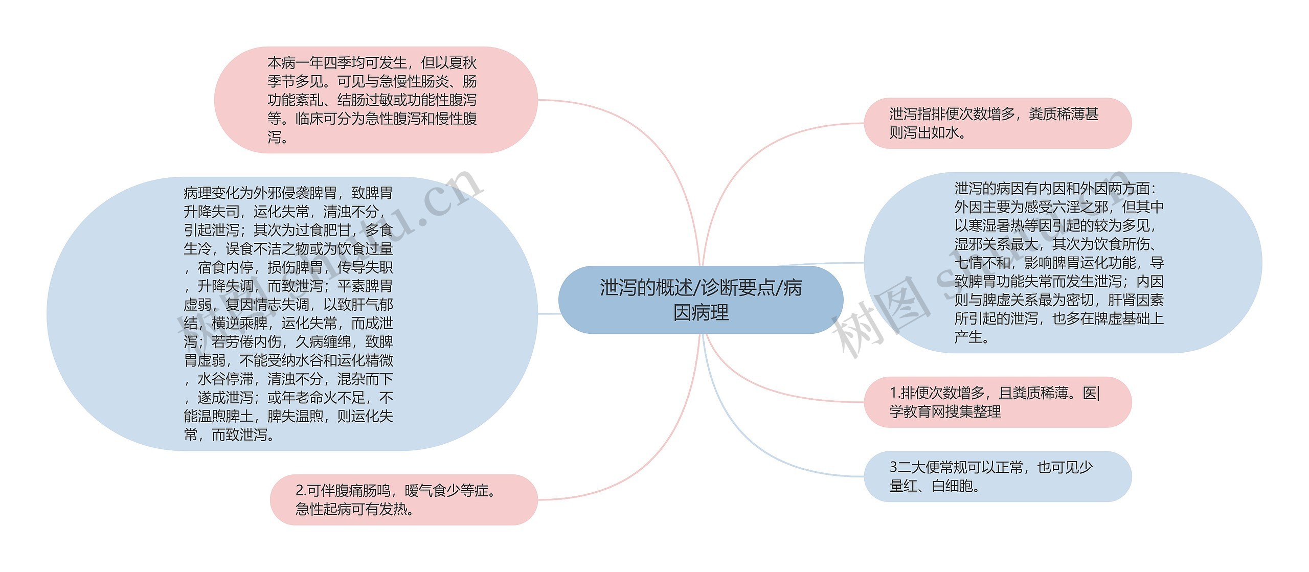 泄泻的概述/诊断要点/病因病理思维导图